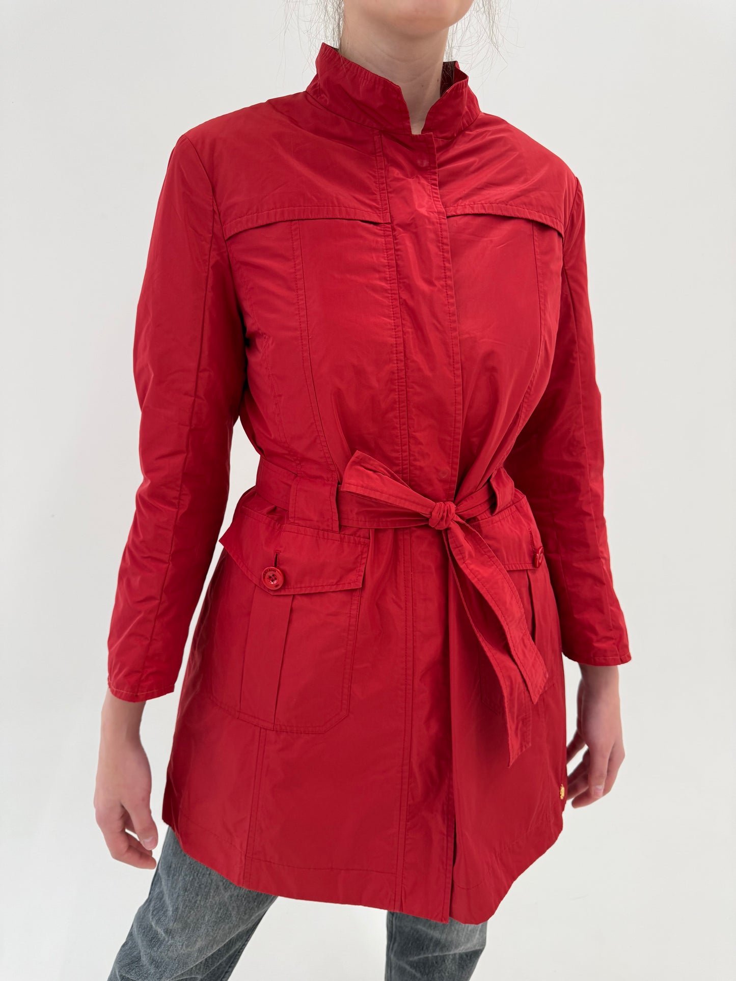 Trench petite Max Mara impermeabil dark cherry red