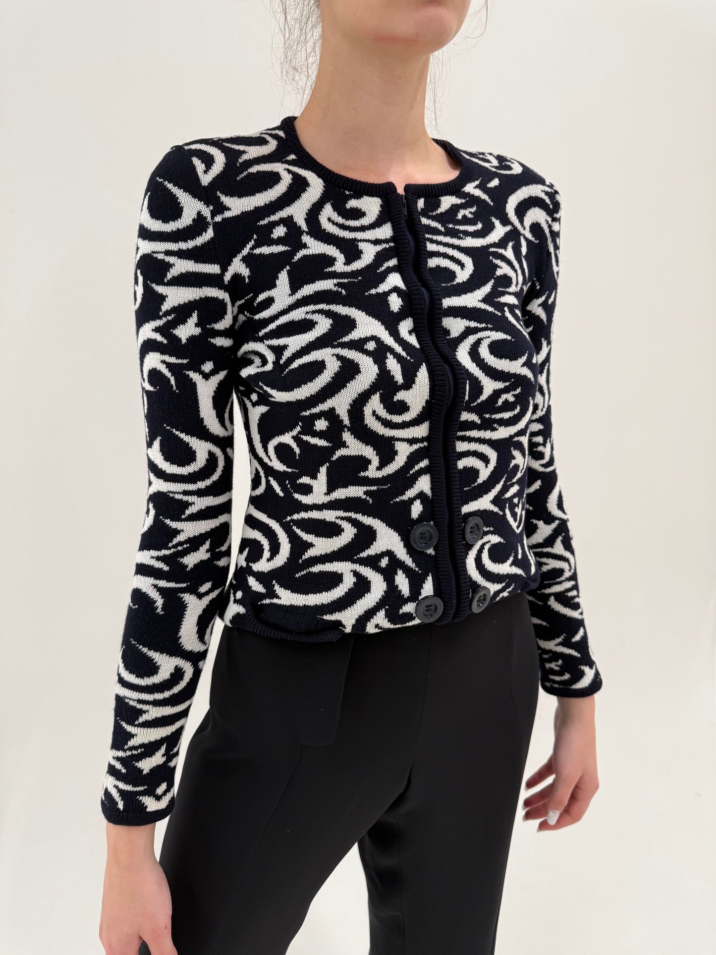 Jacheta Valentino alb navy în croi minimalist