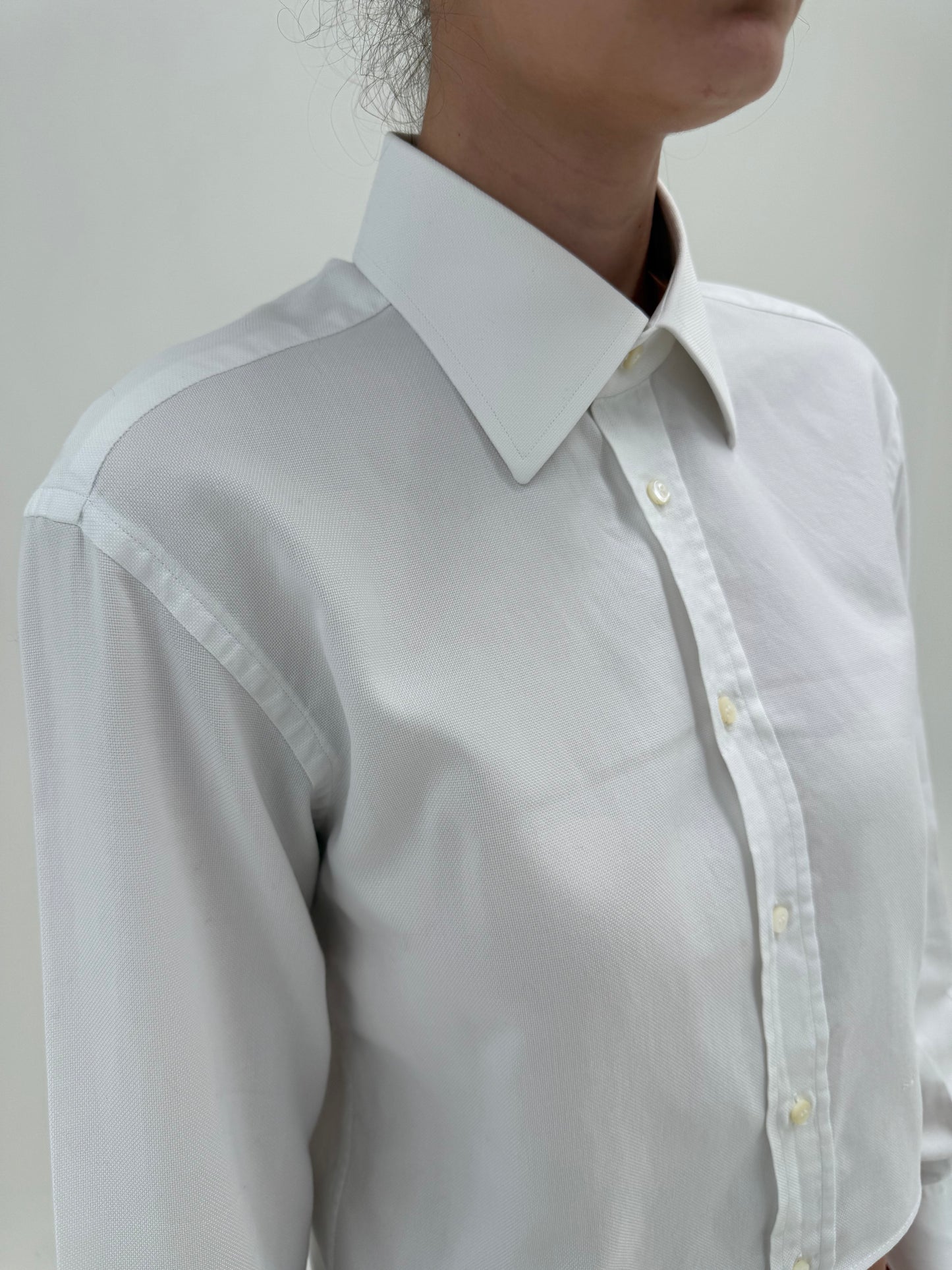 Cămașa italiană high end ușor cropped din poplin premium de bumbac