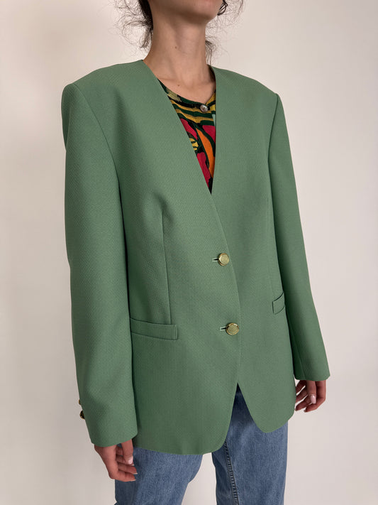 Sacou vintage mint green în croi minimalist ușor cambrat