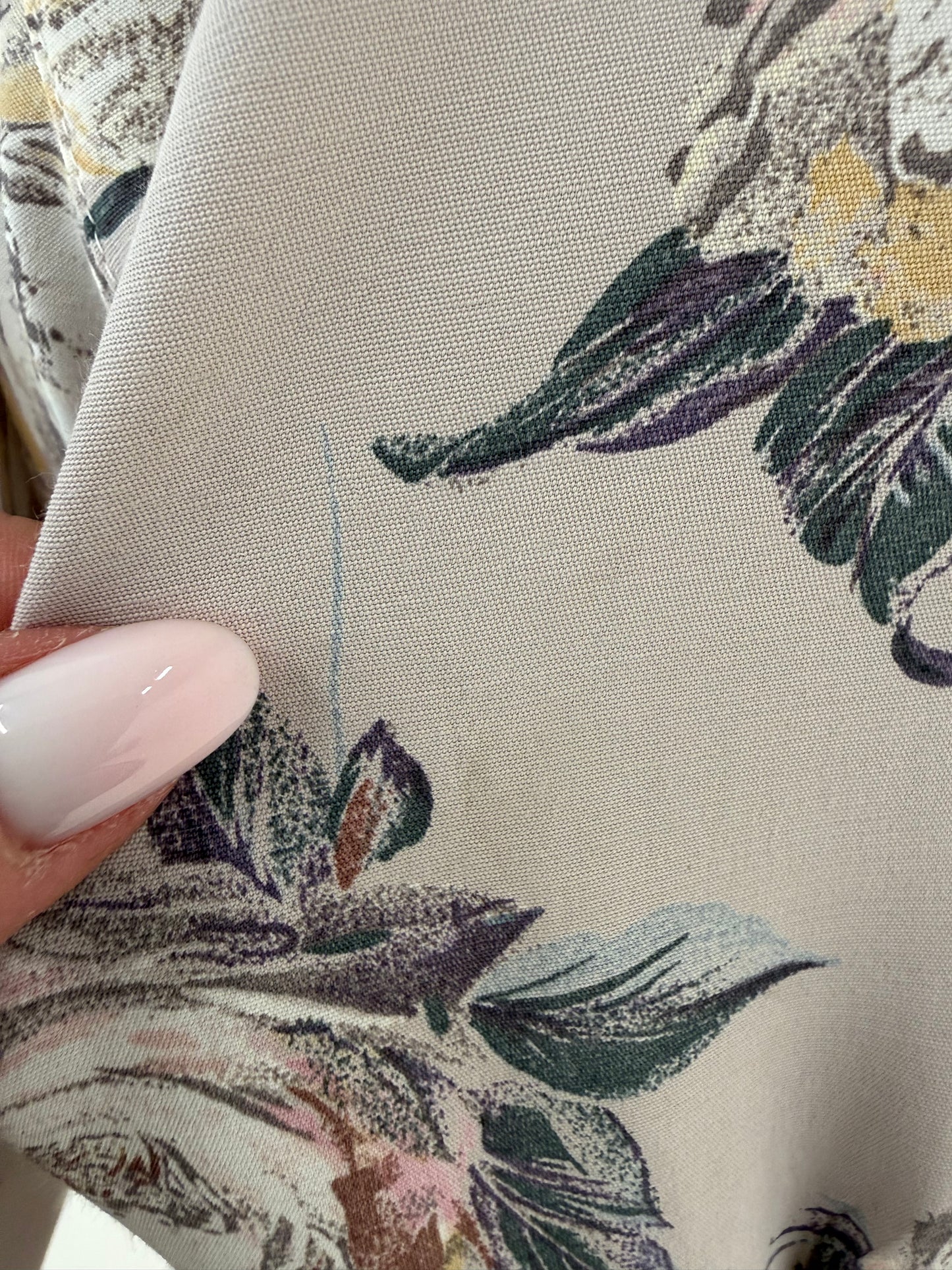 Set vintage excepțional warm gray cu print floral delicat și fustă spre maxi