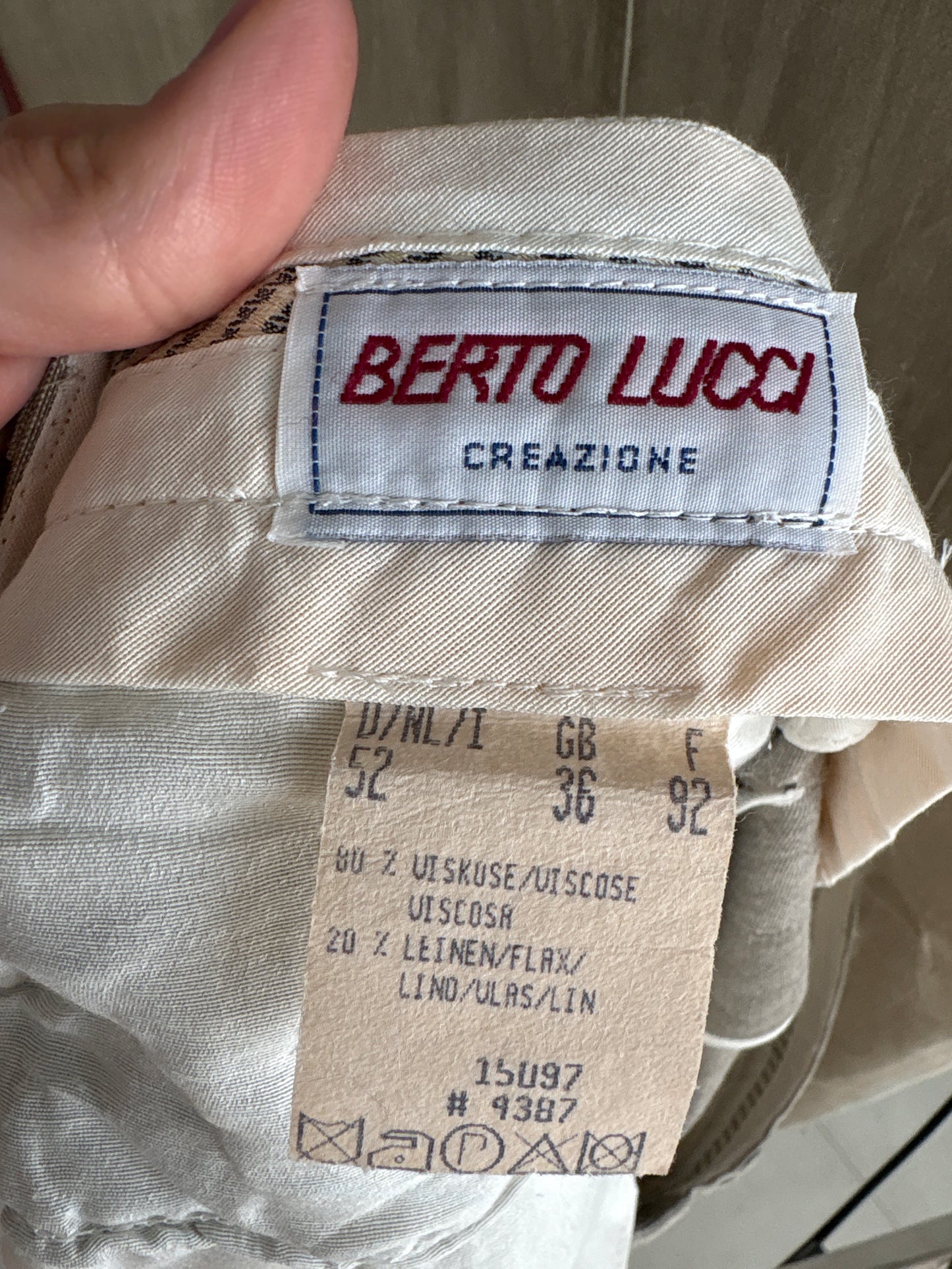 Pantaloni grej vintage italienești tall fin pânză excepțională de in și vascoza