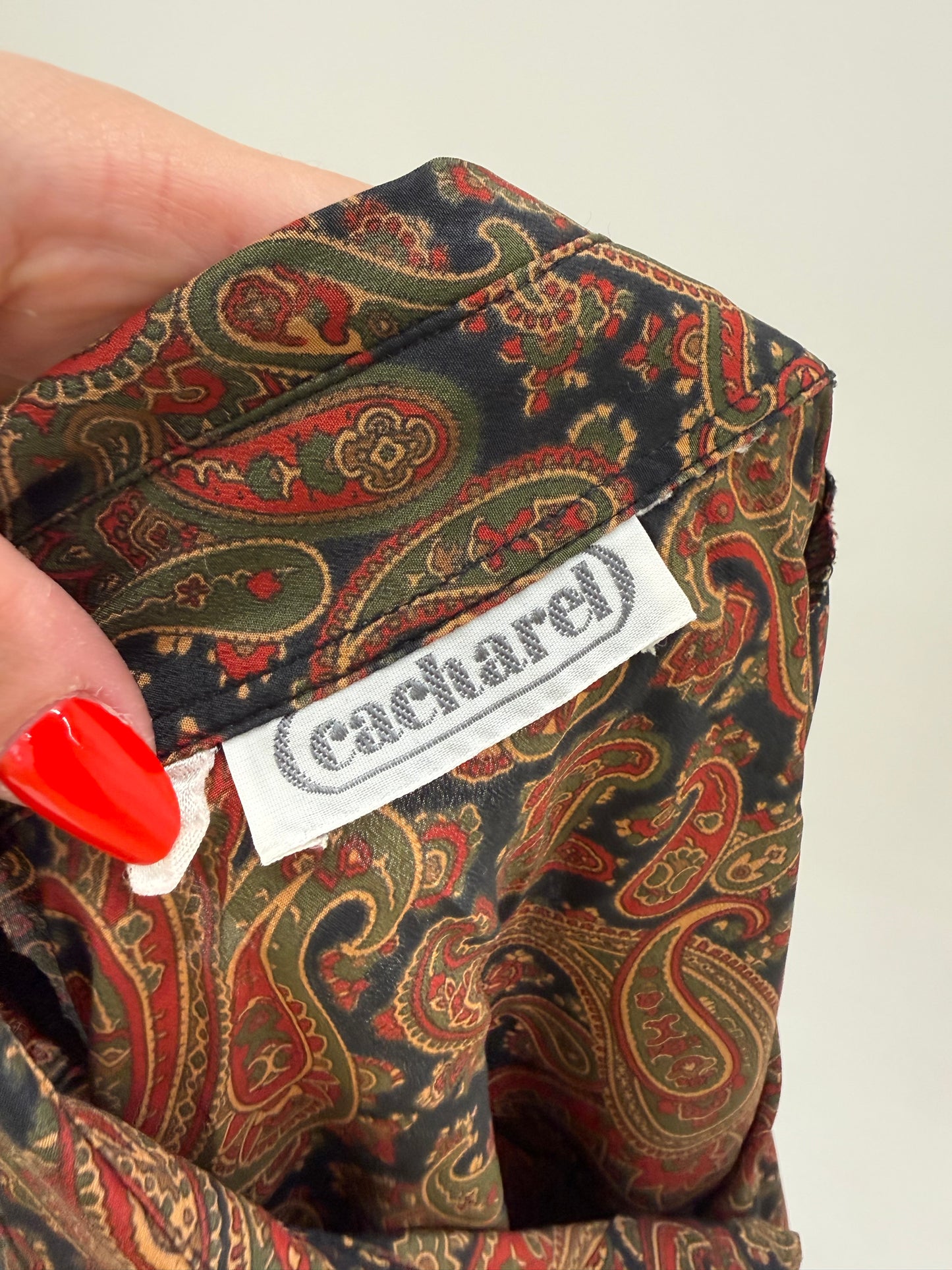 Cămașa din mătase naturală de brand luxury Cacharel cu print paisley
