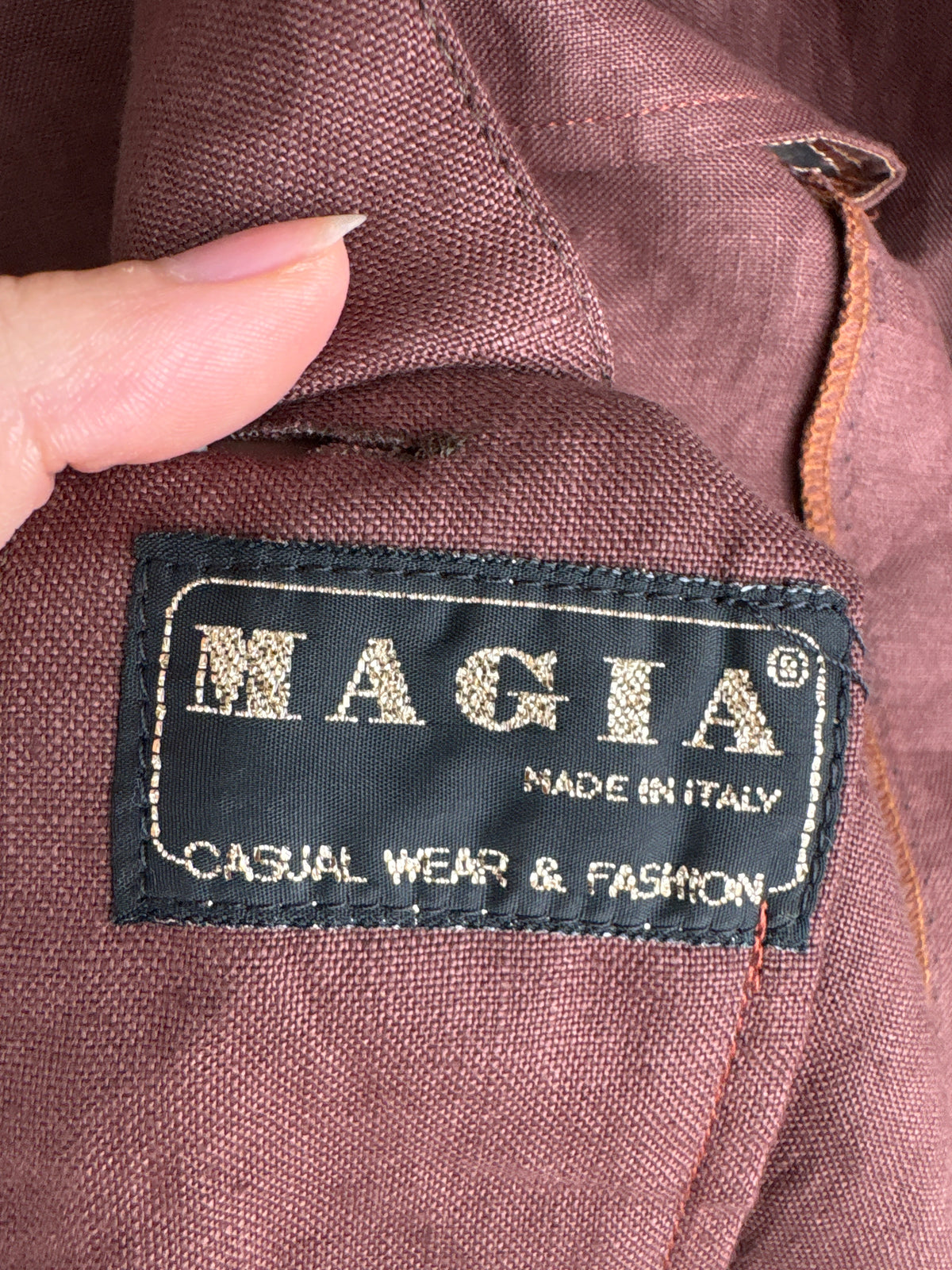 Sacou italian vintage nou cu eticheta din in excepțional chocolate brown