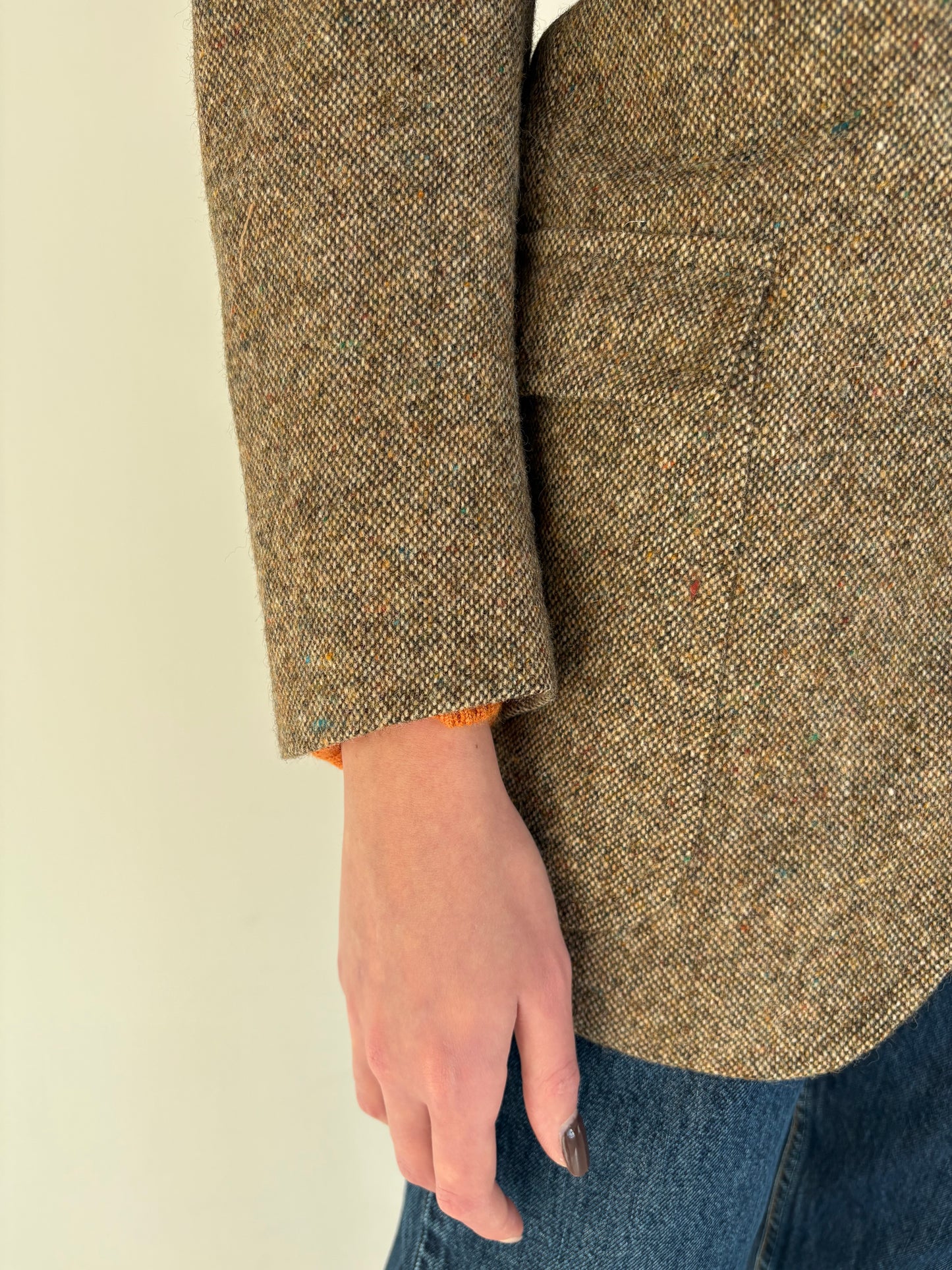 Sacou old vintage anii 70 camel couture italian din tweed Donegal