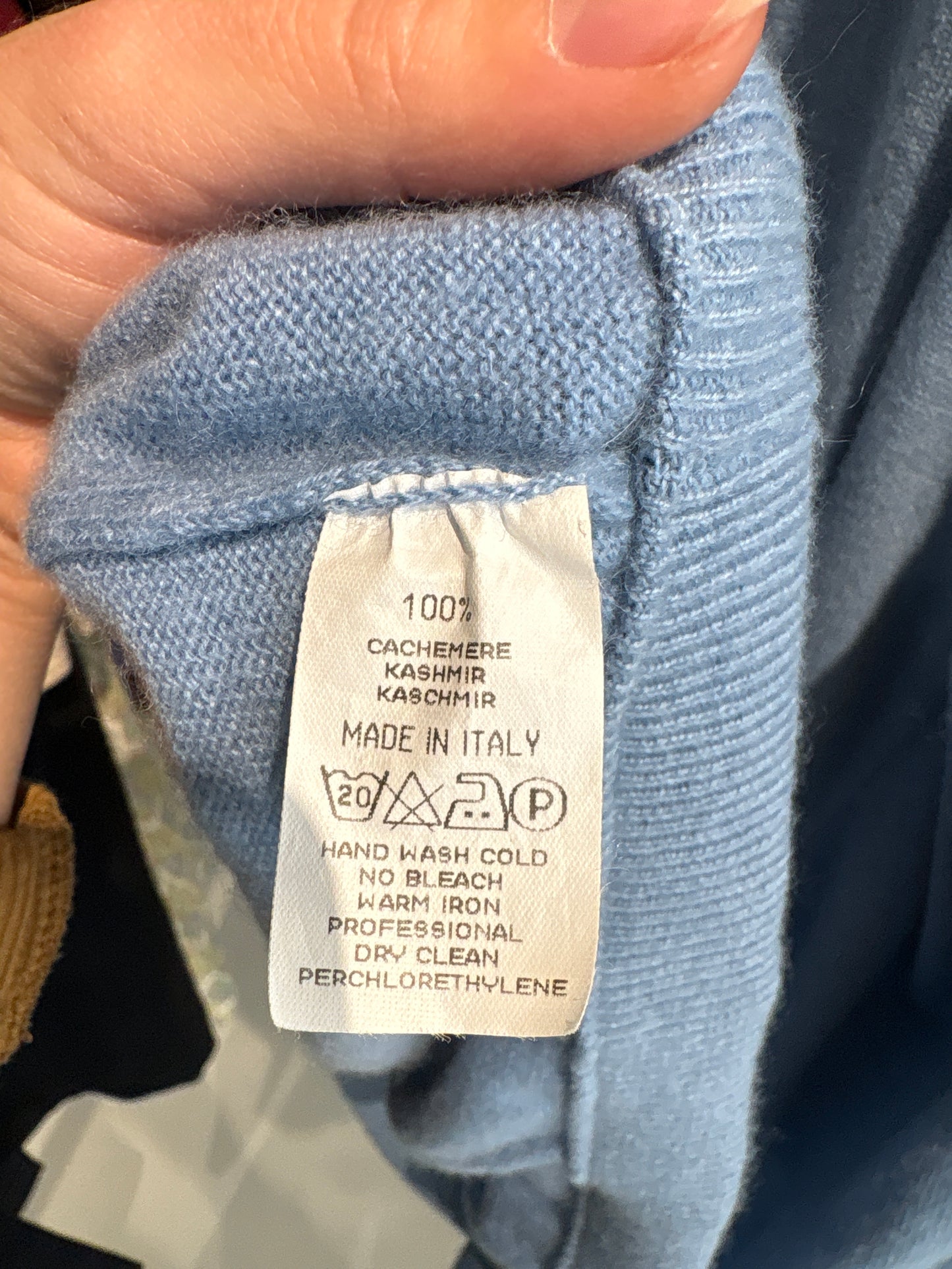 Pulover din cașmir multiply high end italian în croi cambrat baby blue