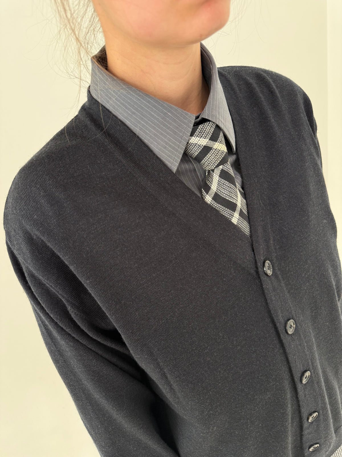 Cardigan tall Pierre Cardin Rin lana extrafina charcoal gray