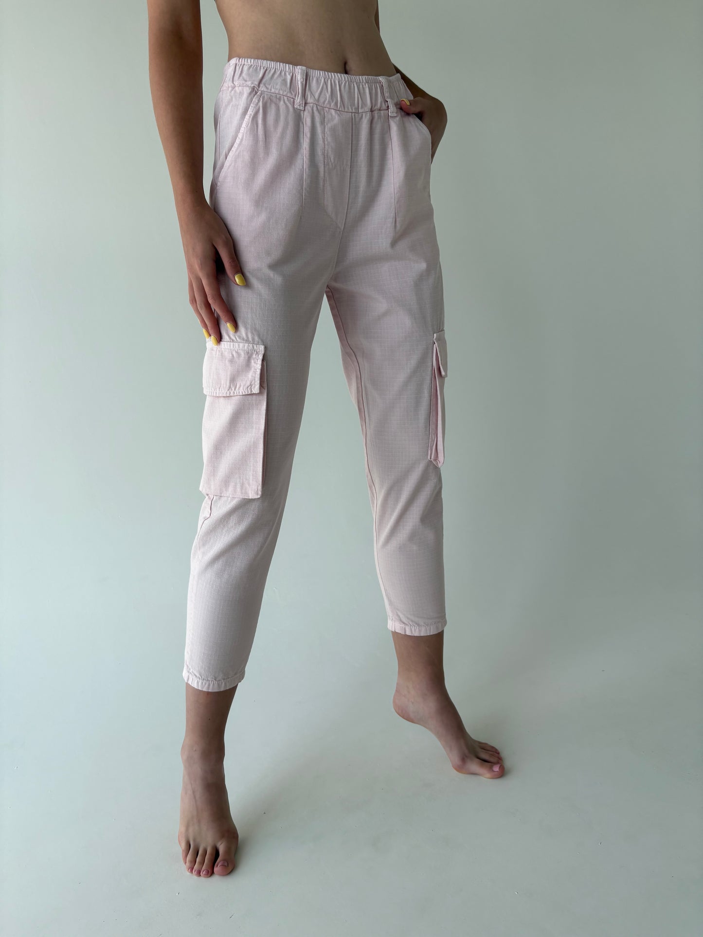 Pantaloni petite cu influențe sport powder Pink din pânză de bumbac