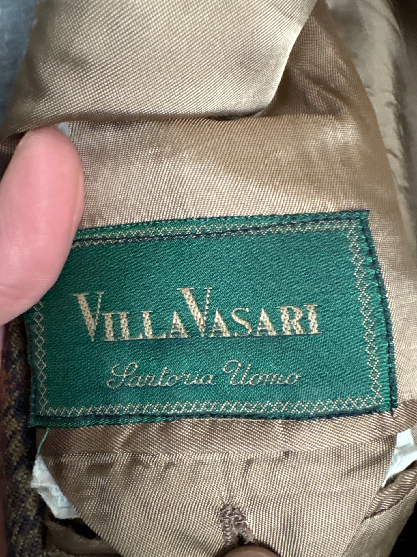 Sacou petite italian din tweed de lana excepțională kaki în carouri fine oranj