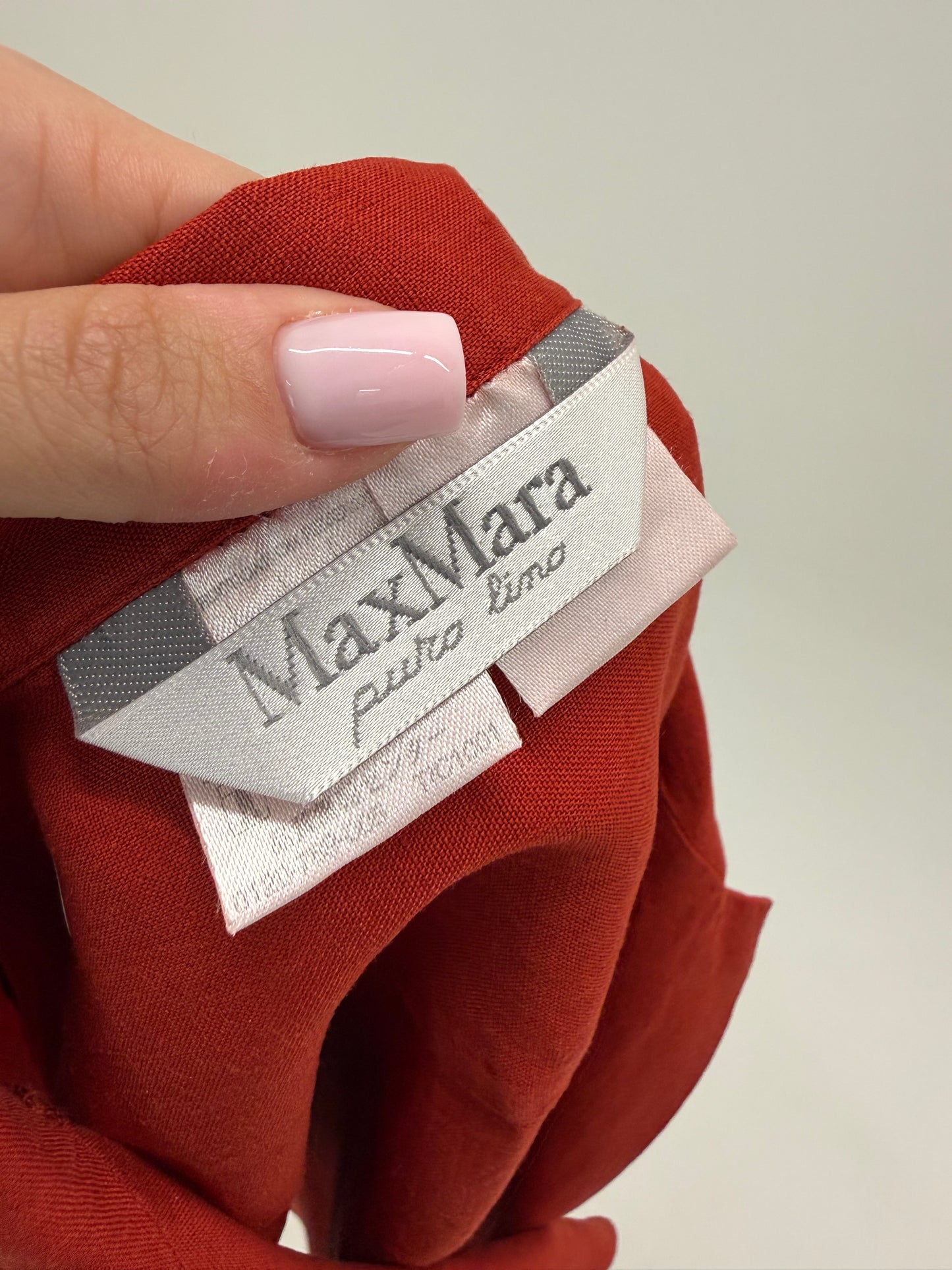 Cămașa Max Mara burnt orange din in excepțional în croi clasic