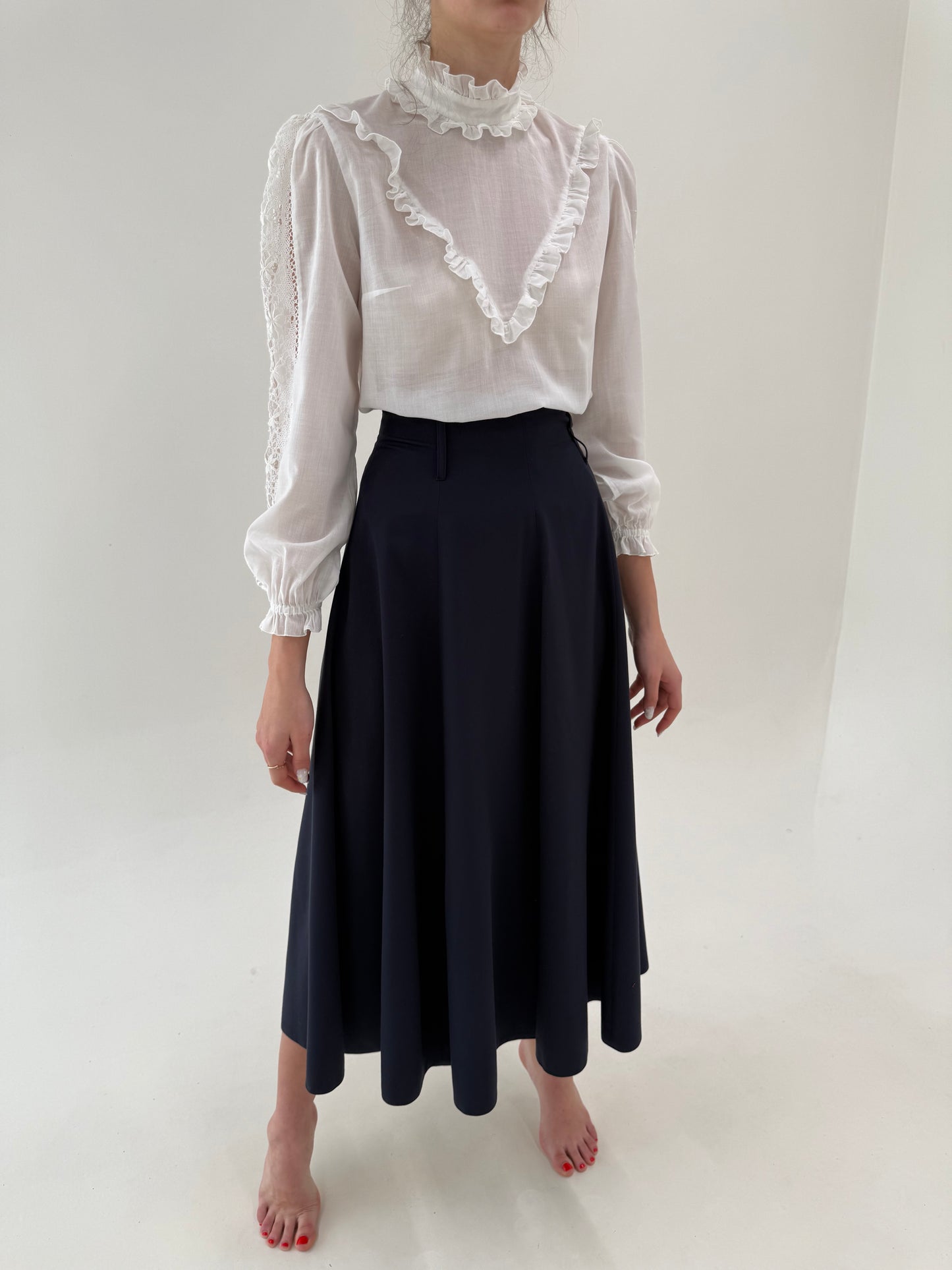 Fustă maxi cu buzunare Navy blue și talie ultra înaltă în croi amplu nouă