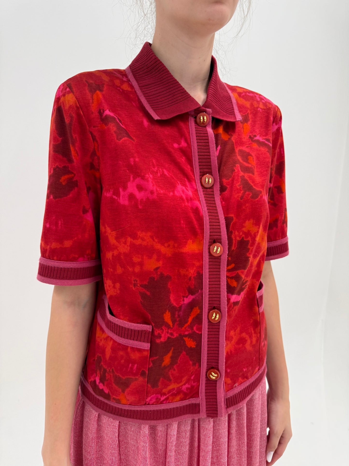 Top vintage luxury polo italian în stil Gucci din bumbac luxury Filo di Scozia