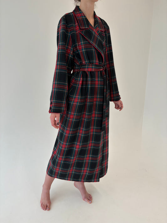 Halat luxury tall italian din Tartan de lana în culori clasice