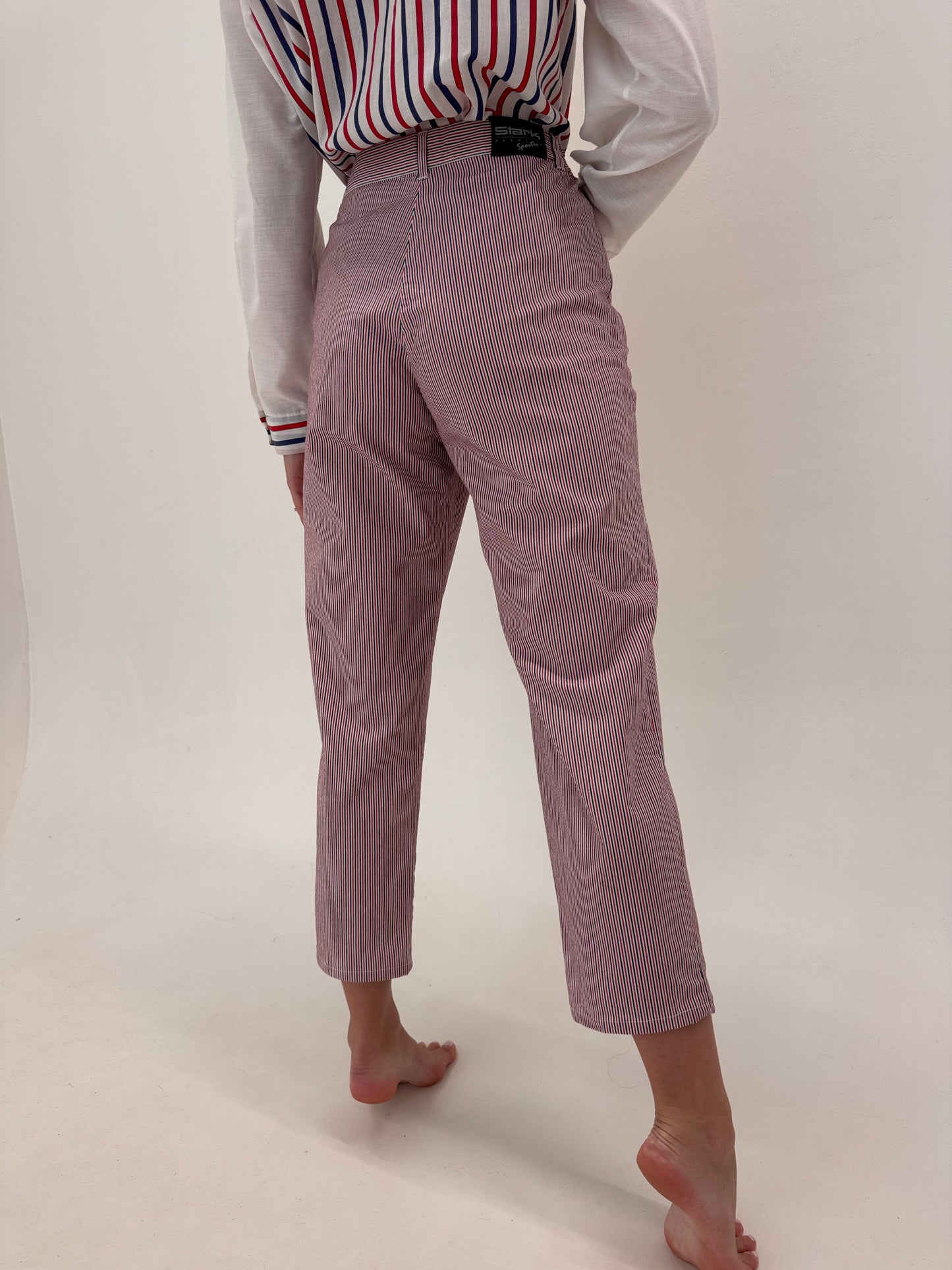 Pantaloni petite ultea confort în dungi cu influențe nautice mom fit