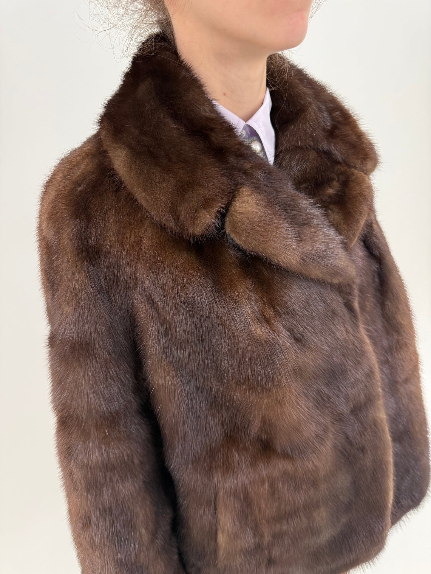 Blană naturală de nurcă excepțională dark brown