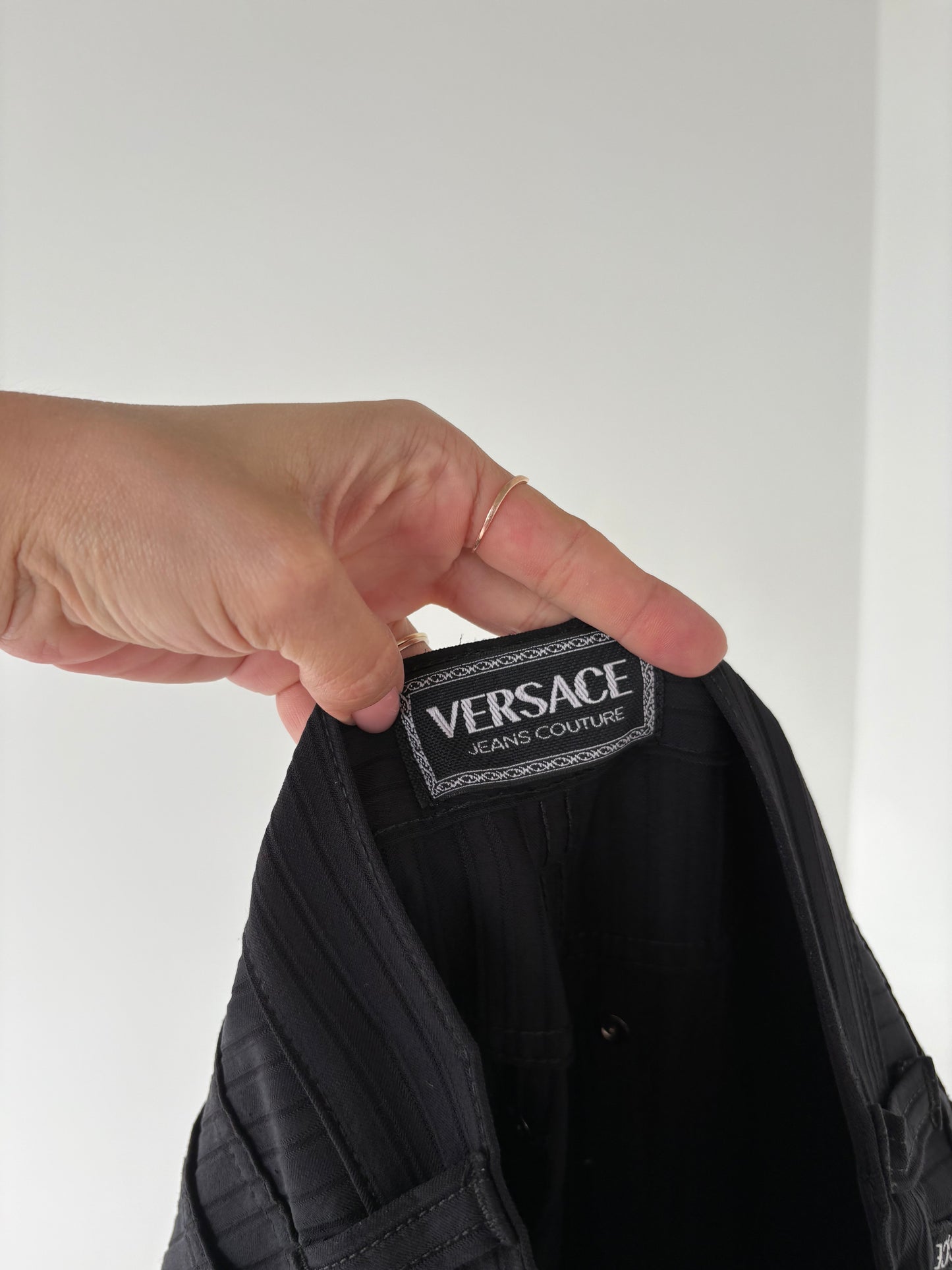 Pantaloni negri vintage Versace modelatori cu talie ultra înaltă