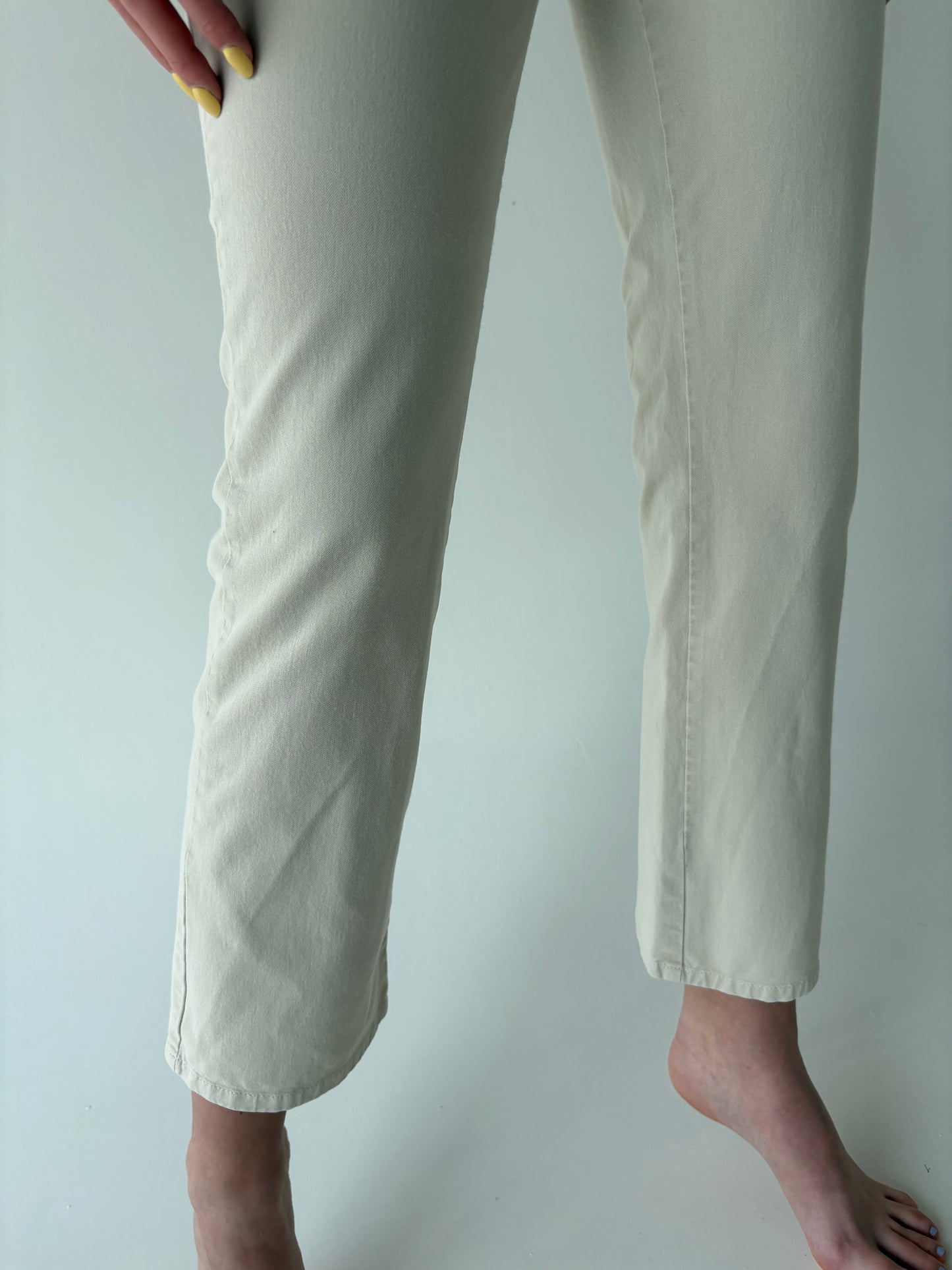 Jeans vintage moale de vară modelator light beige cu talie înaltă