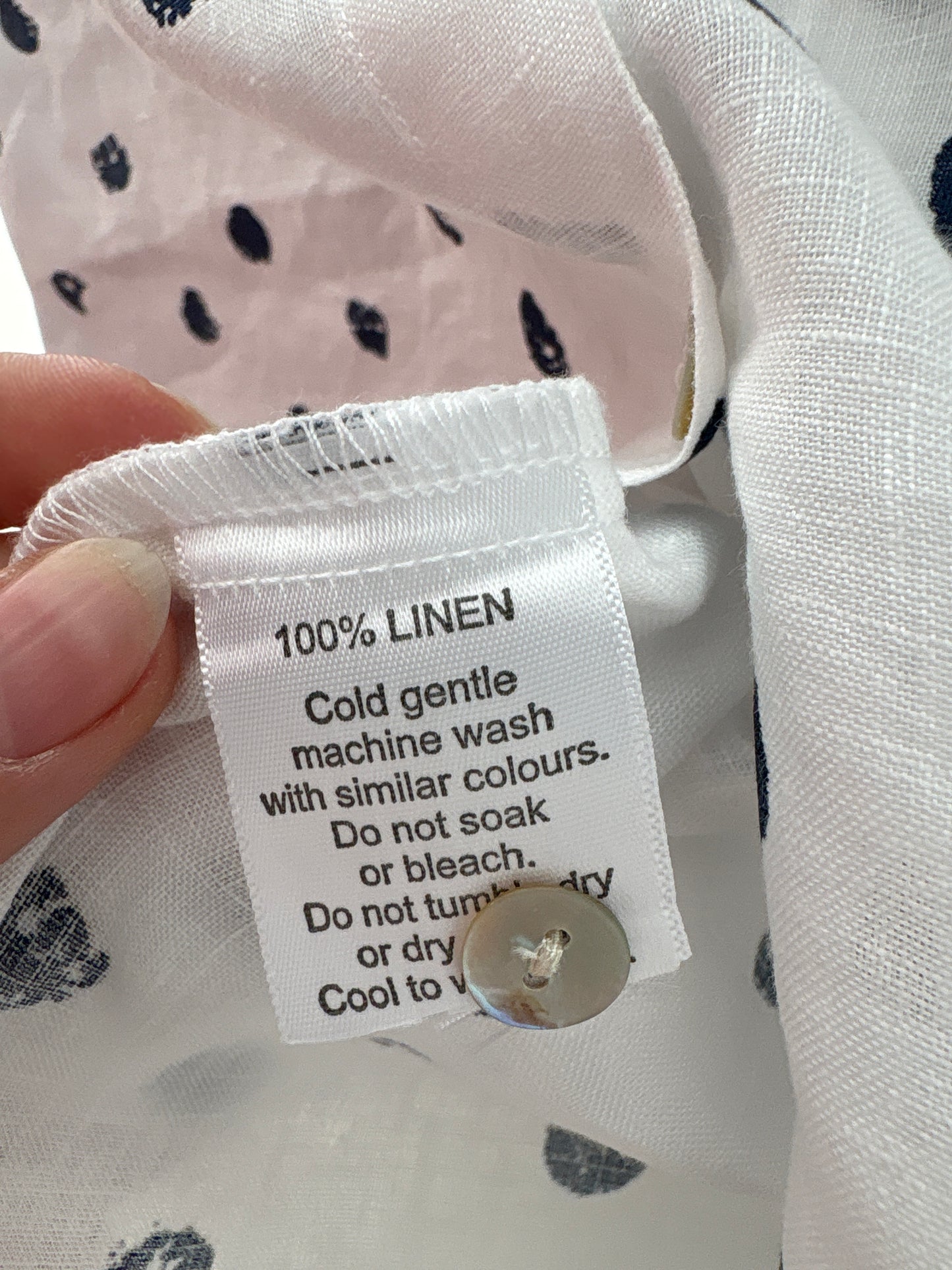 Cămașa din in premium cu print Navy în croi oversized