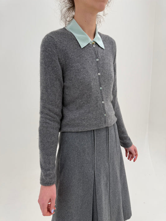 Cardigan stone gray din cașmir multiply italian