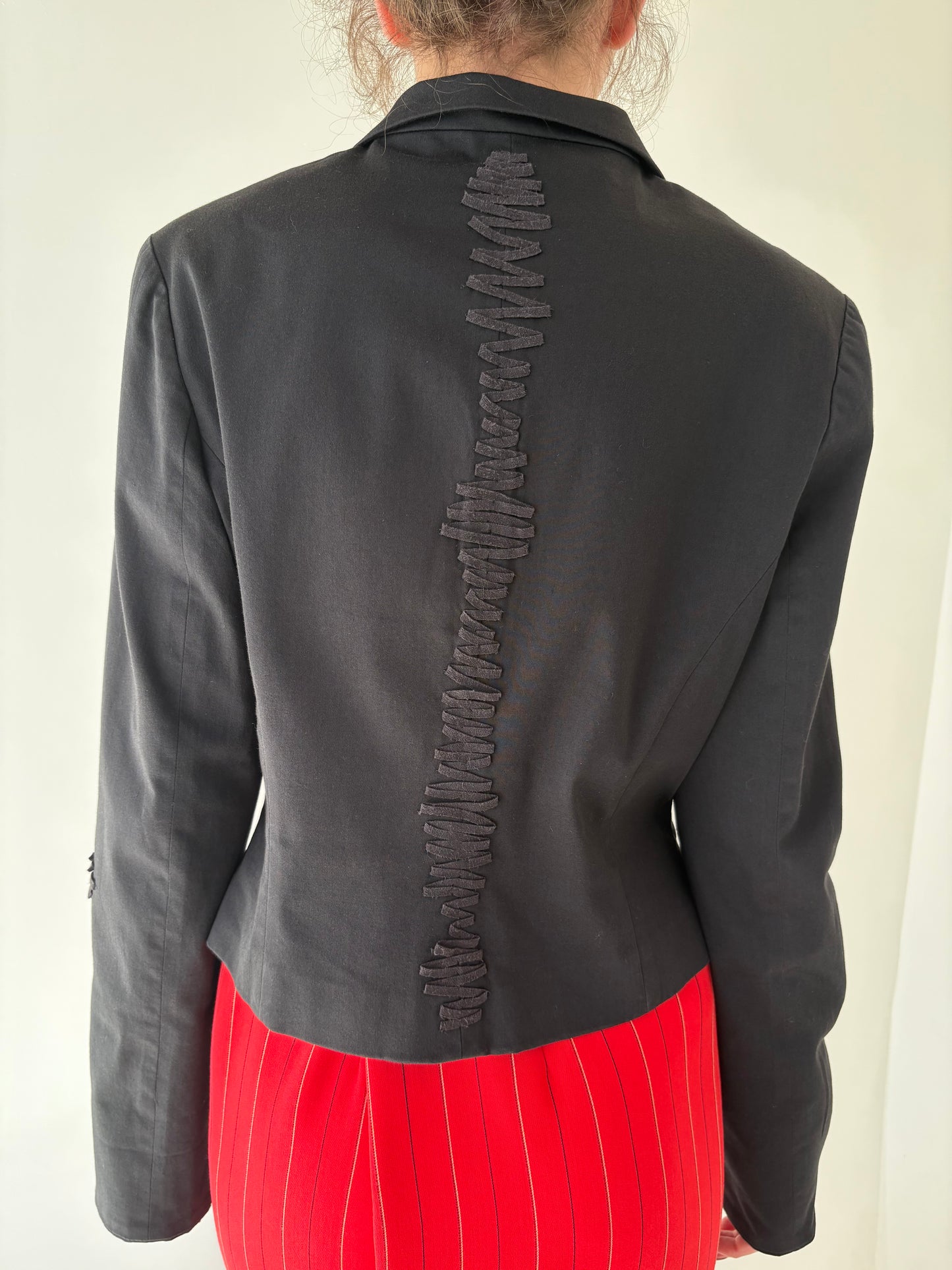 Sacou vintage negru Roberto Cavalli din stofita cu aplicații 3D