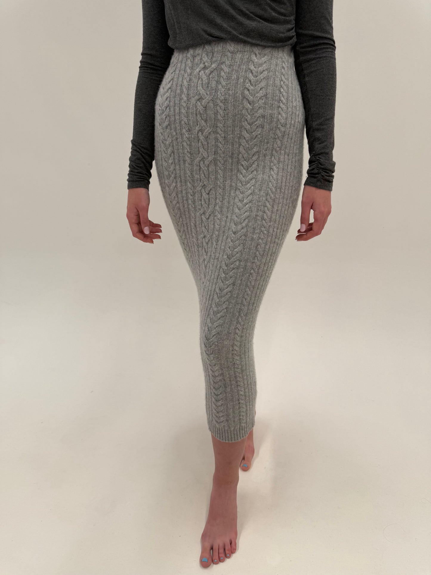 Fustă maxi Ralph Lauren din cașmir și lana extrafina cu torsade