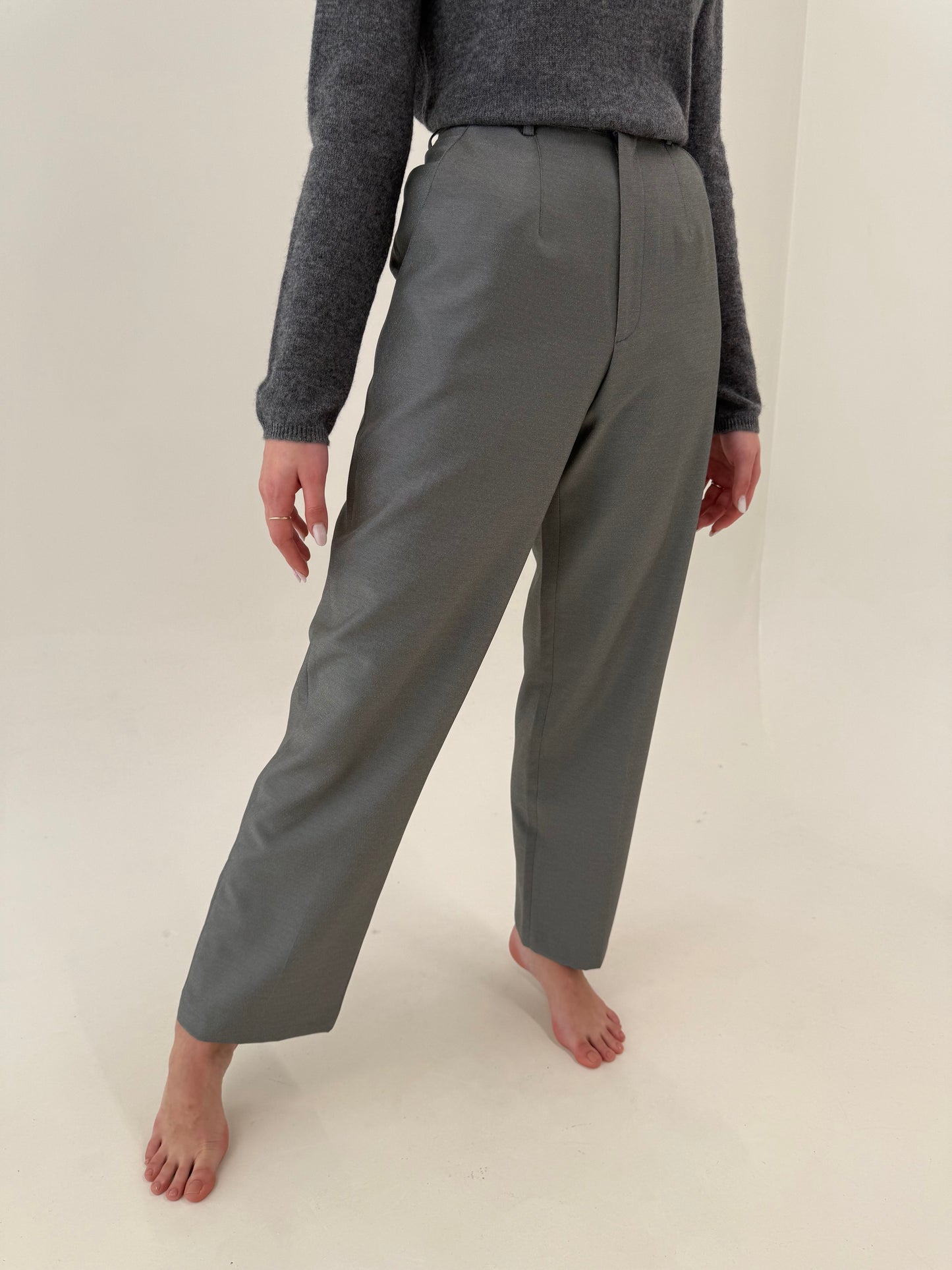 Pantaloni tall cu talie ultra înaltă elastică de la zi la seară din stofita ușor lucioasă