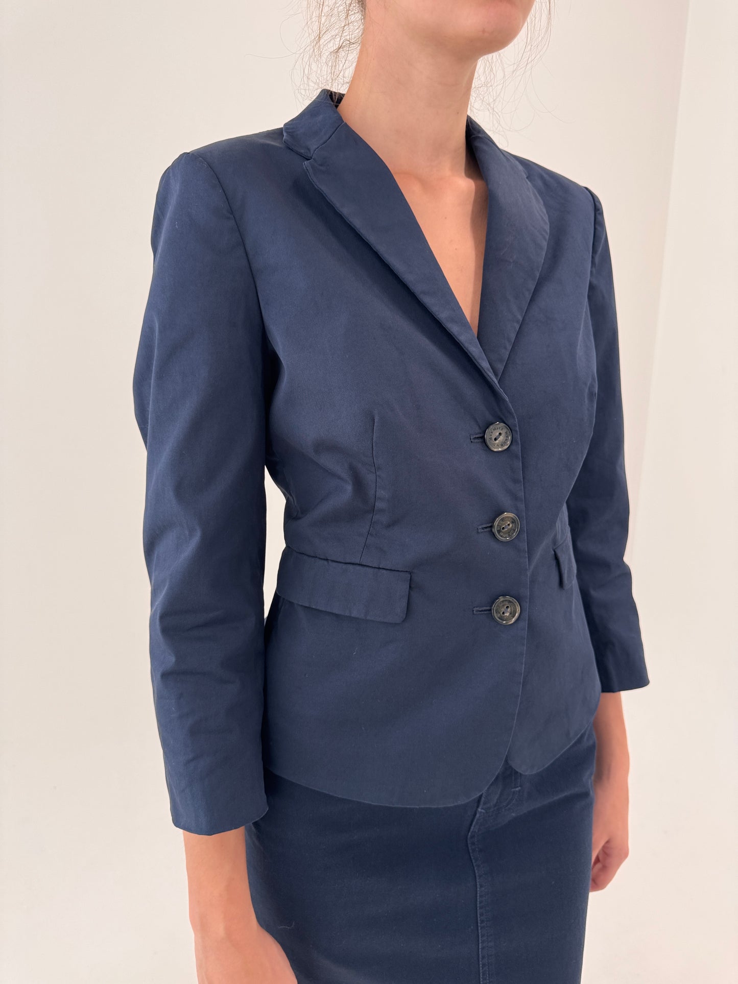 Sacou Max Mara Navy blue din gabardină de bumbac