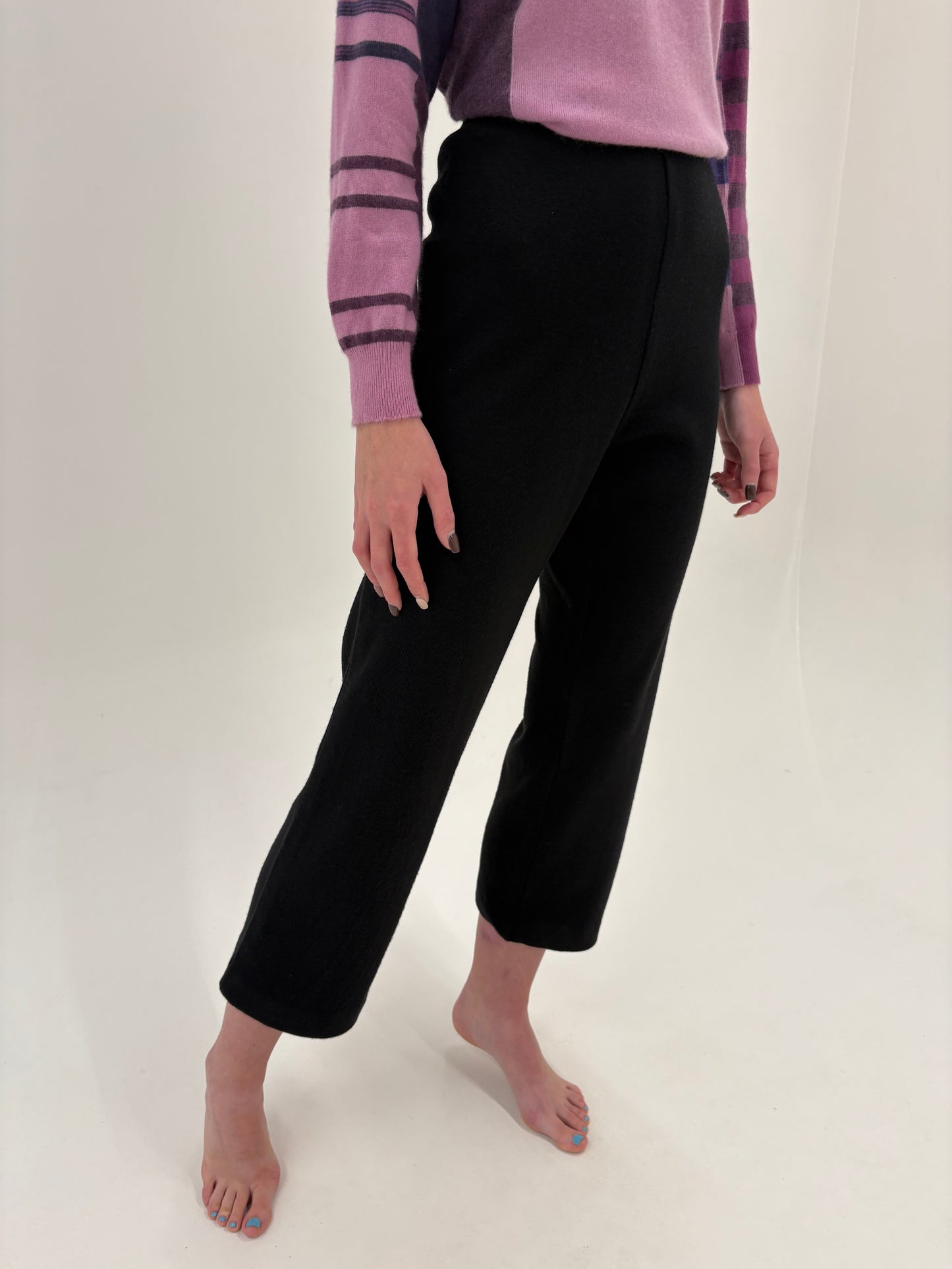 Pantaloni luxury de brand plus size Marina Rinaldi din tricot de lana extrafina