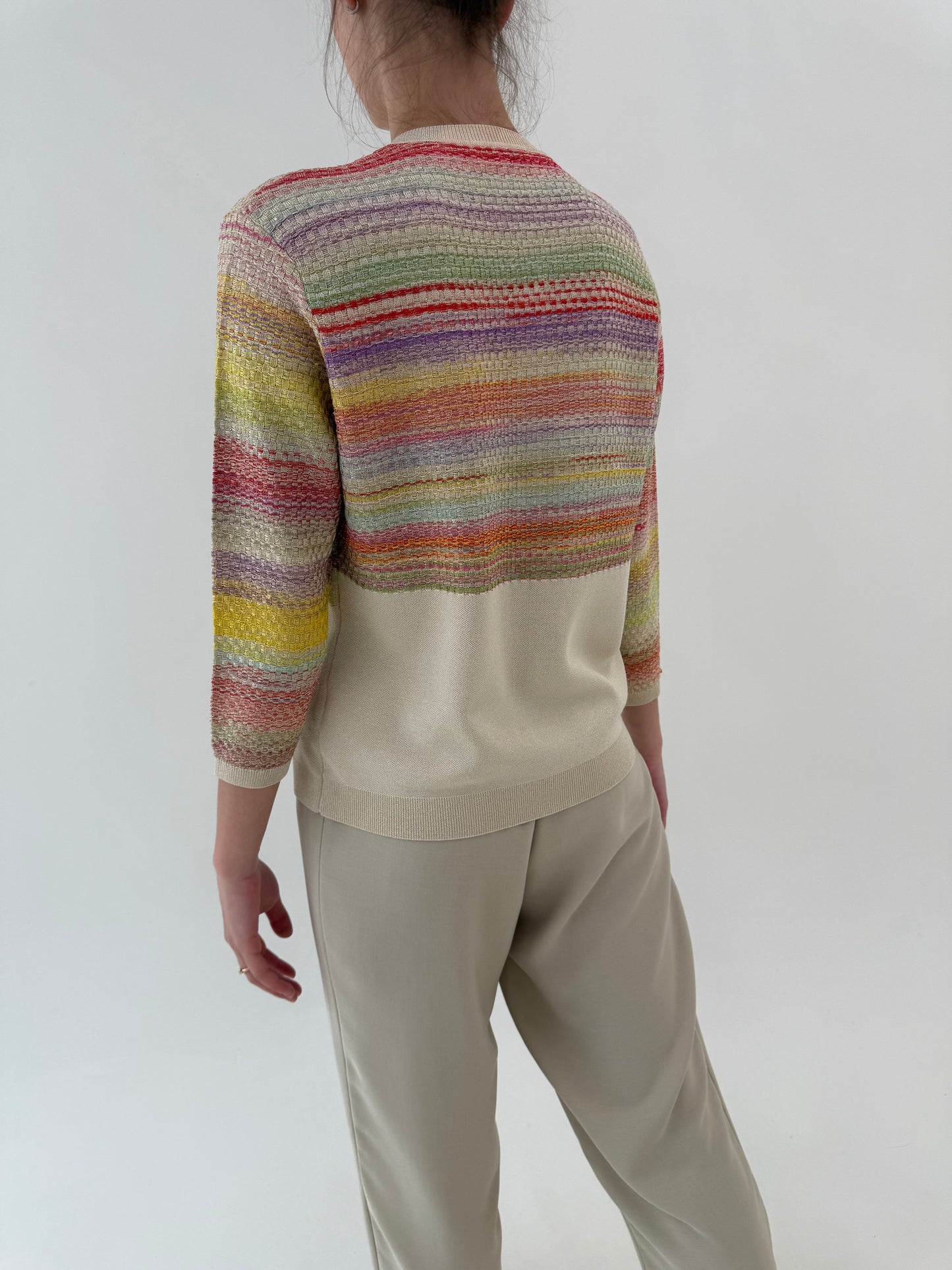 Cardigan italian sand nude în stil Missoni ultra feminin