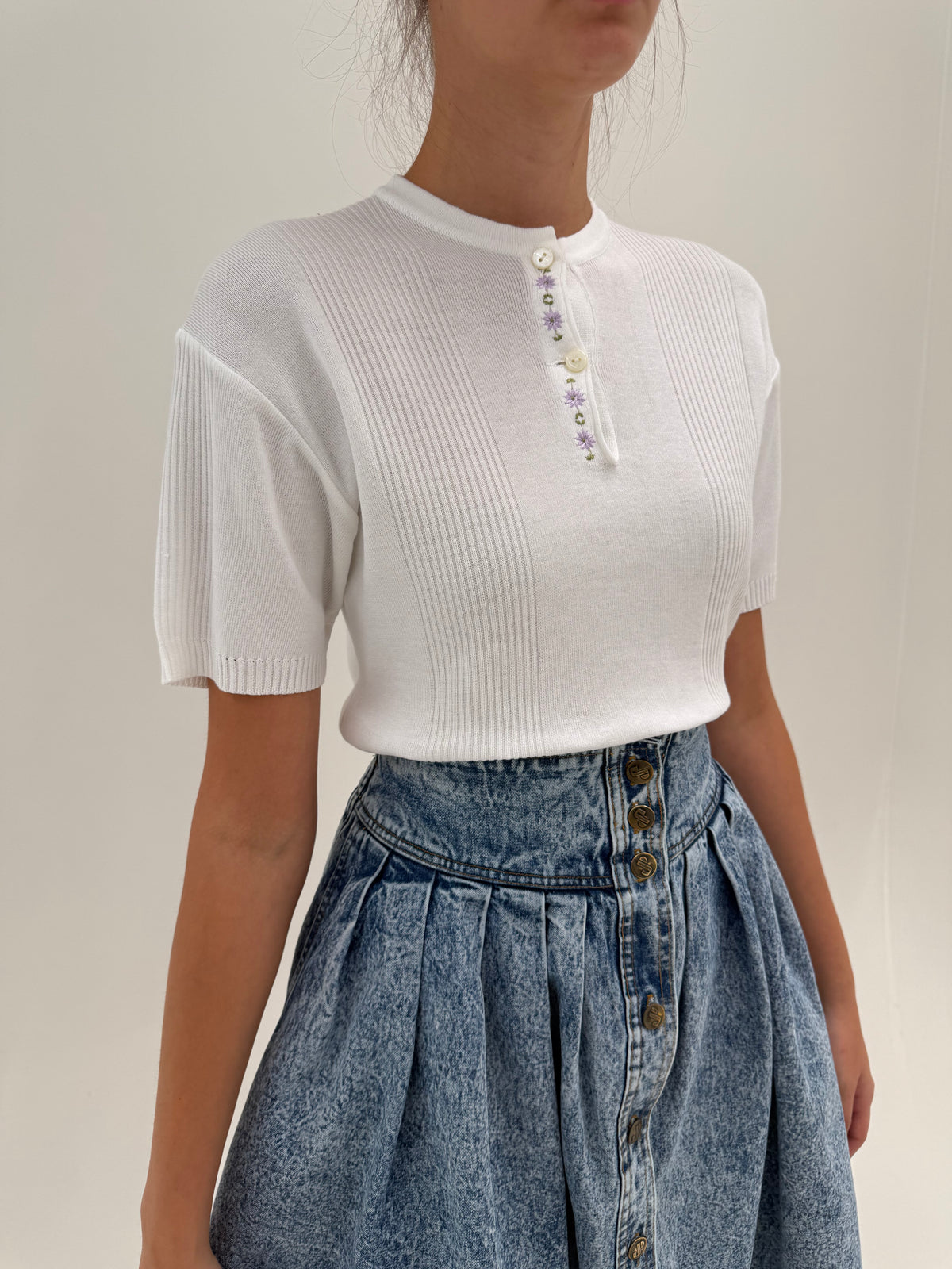 Top vintage italian tricot din bumbac mercerizat extrem de calitativ
