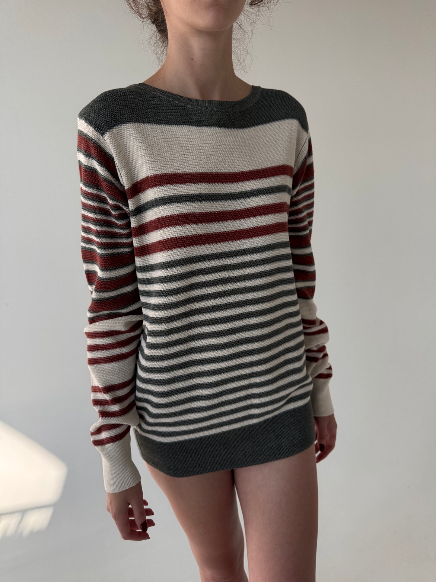 Bluză tall din tricot de in și mătase naturală