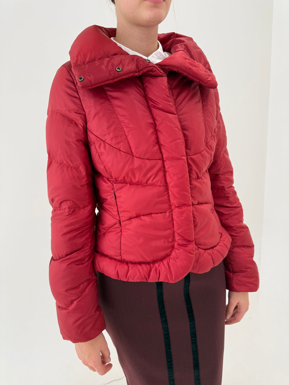 Geaca cambrata Max Mara din puf  dark red