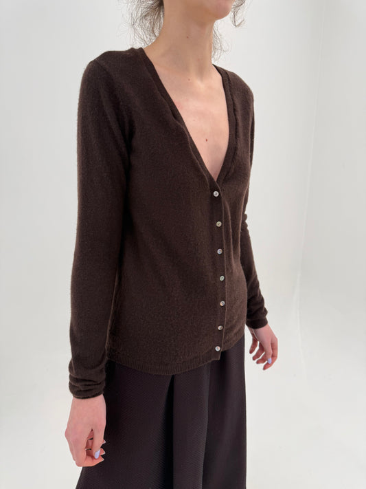 Cardigan din cașmir multiply chocolate brown superb