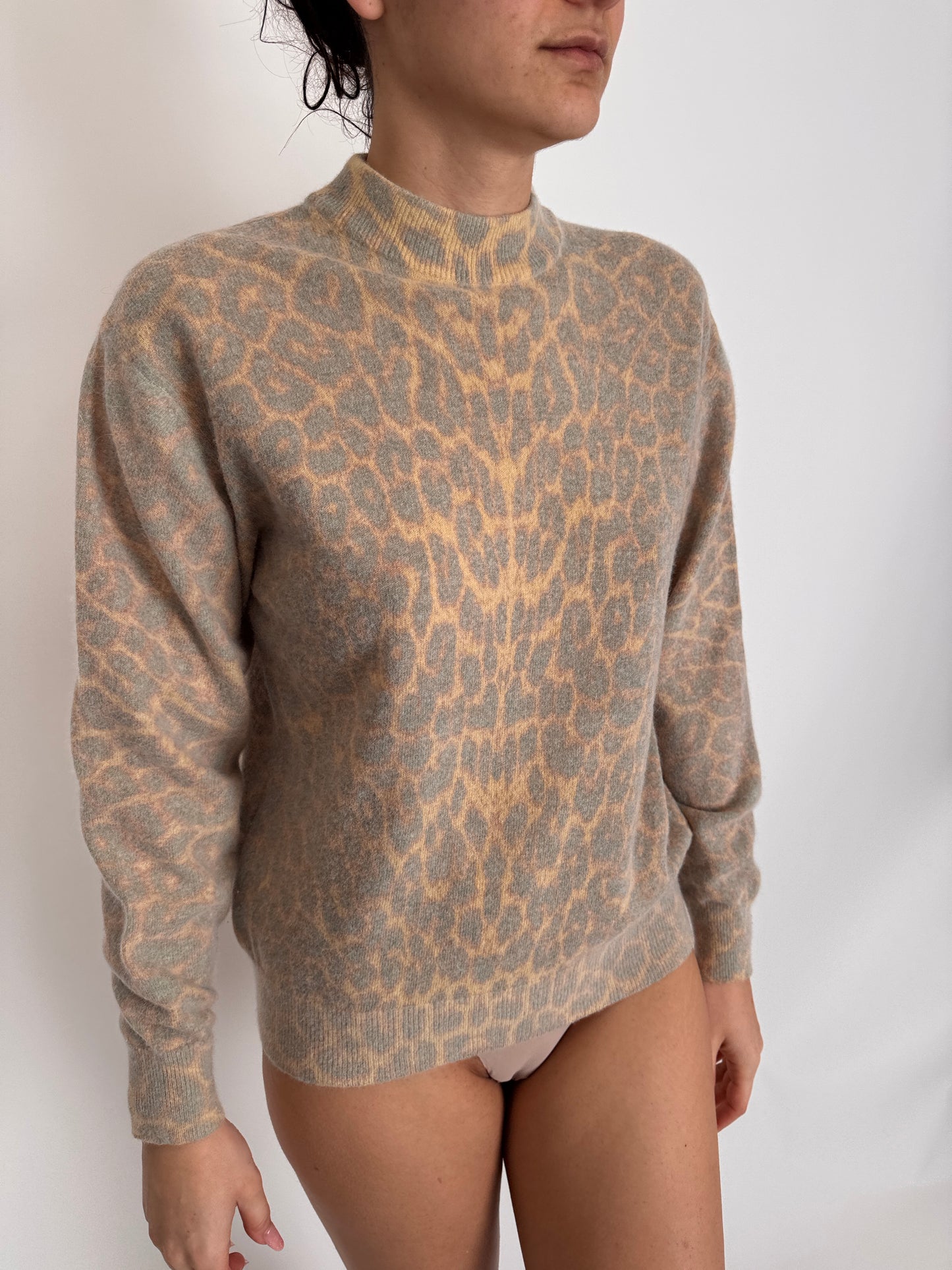 Maleta subțire animal print din lana extrafina