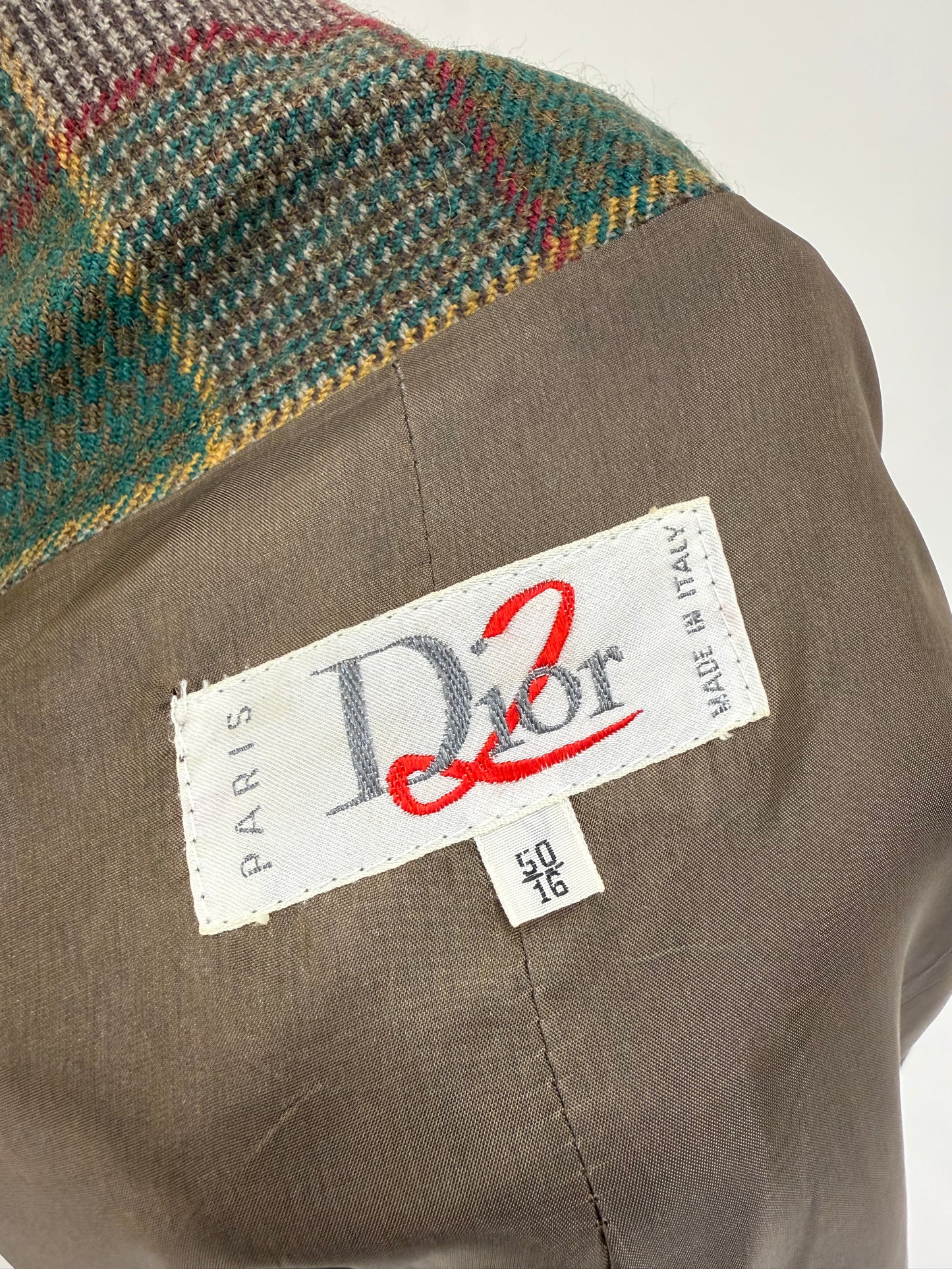 Sacou Dior vintage petite în carouri din lana cu buzunare aplicate