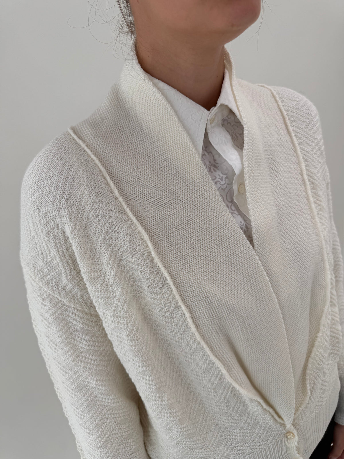 Cardigan vintage italian cu mâneci ample și manșete înalte din lana extrafina