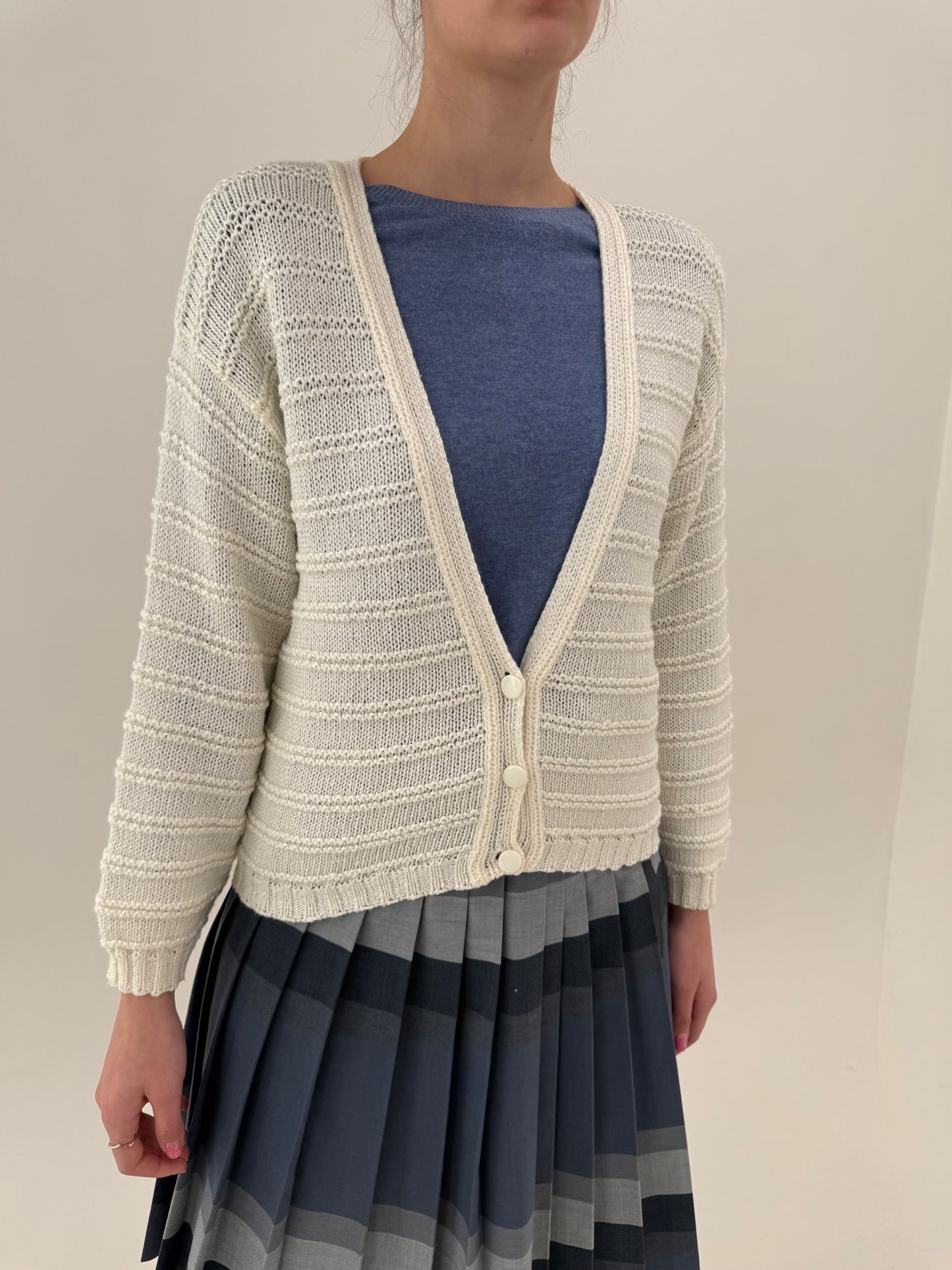 Cardigan vintage din bumbac excepțional de gramaj mare tip macrame