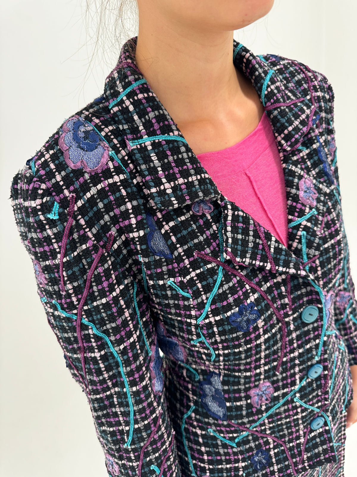 Costum vintage din tweed excepțional în stil Chanel