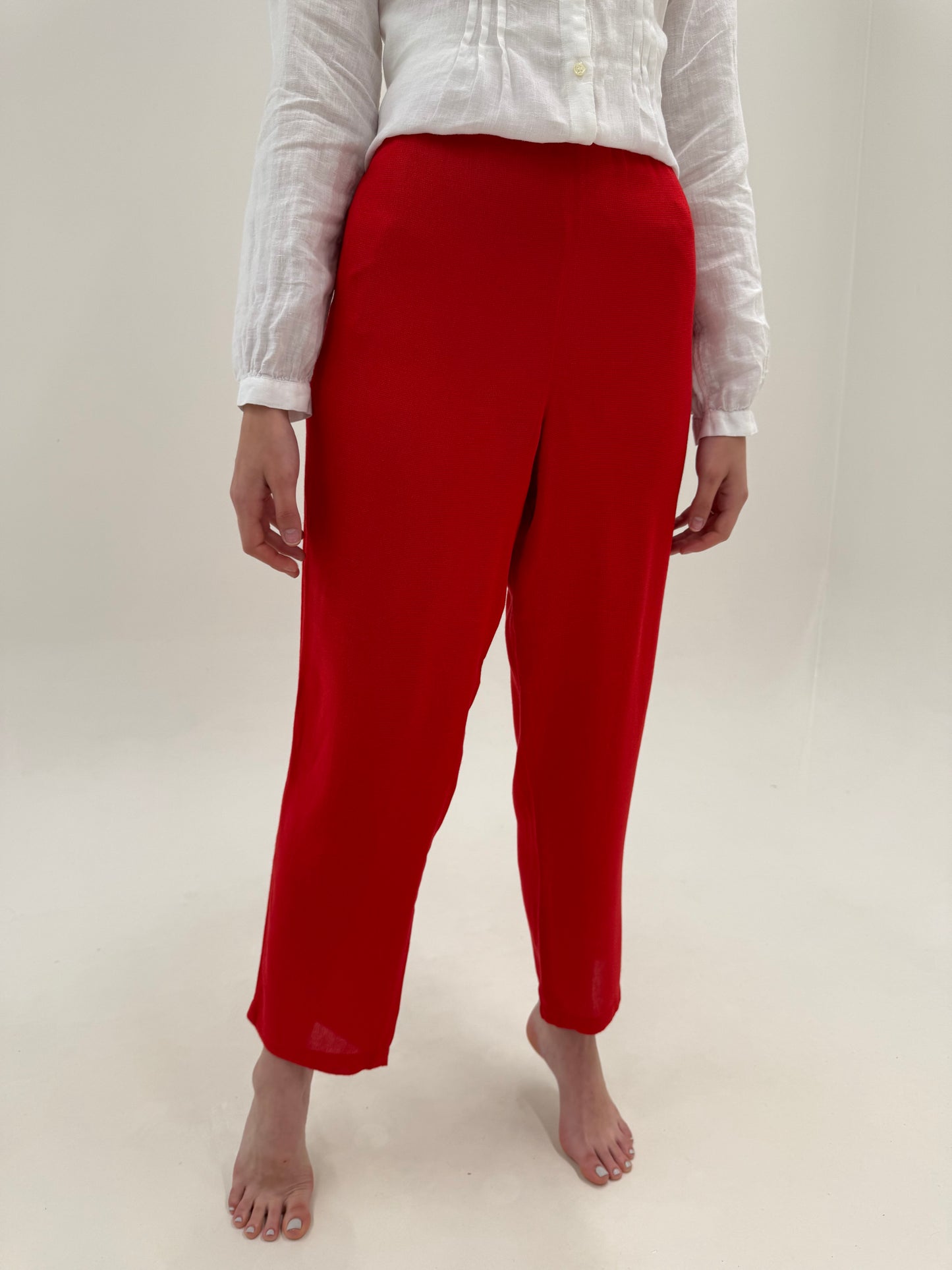 Pantaloni de vară vintage cu talie ultra înaltă marcată elastică