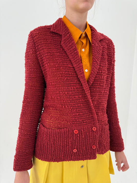 Sacou vintage knitted boucle gros de lana in culoare superbă Burnt Sienna