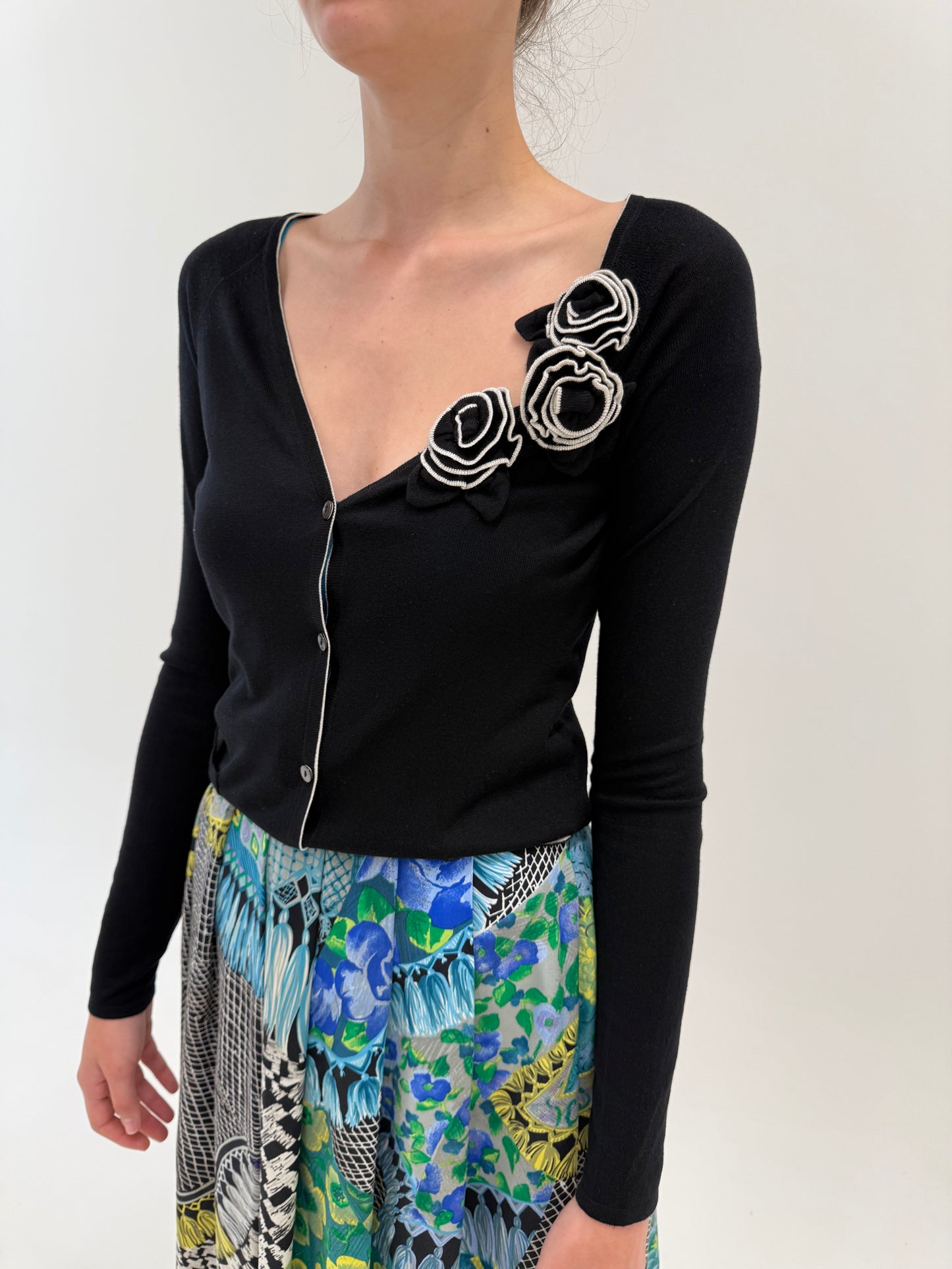 Cardigan negru Max mara de vară 85% mătase naturală și restul cașmir