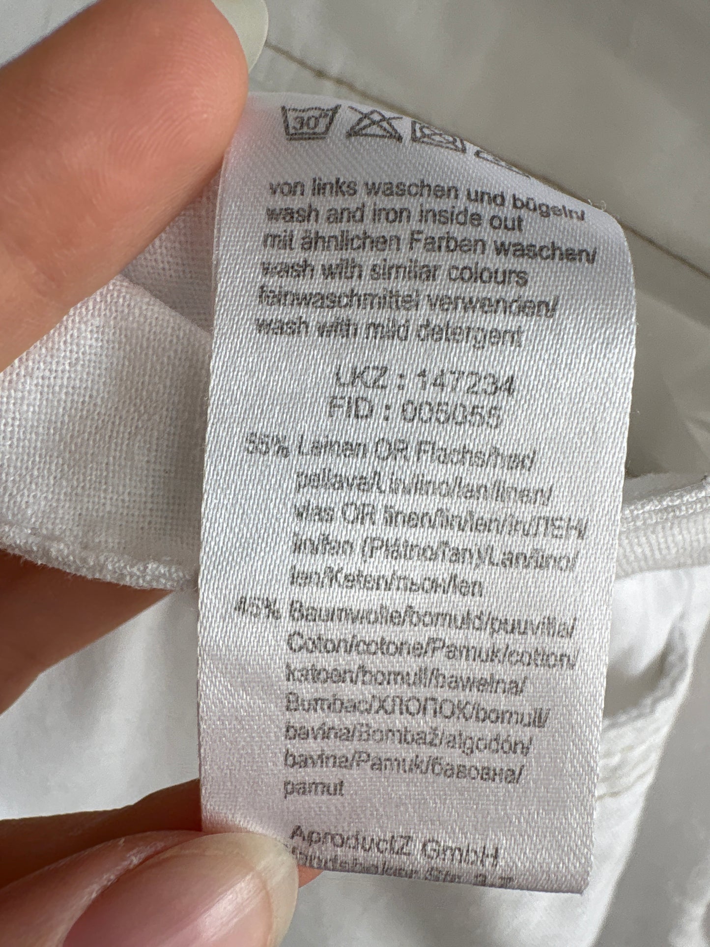 Pantaloni în croi drept cu talie reglabilă din pânză de in și bumbac