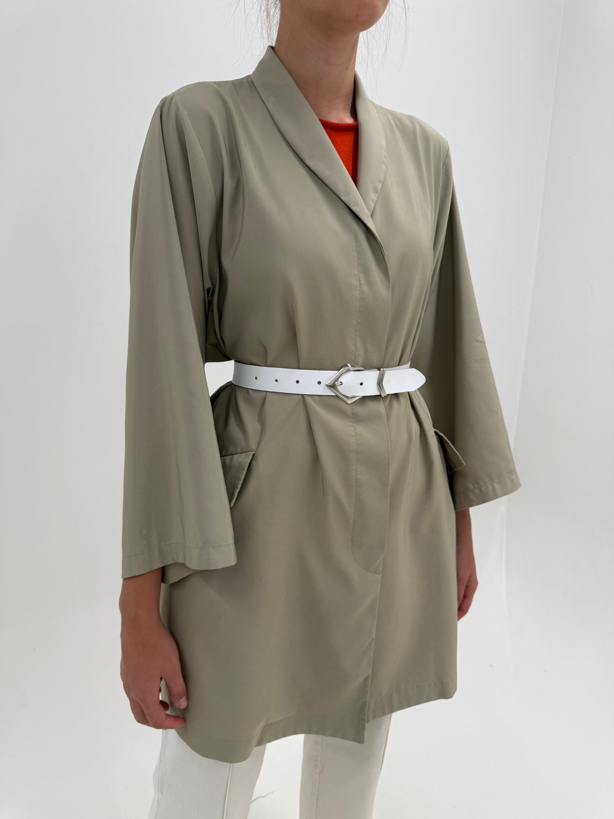 Trench Max Mara clasic din material excepțional Sage green