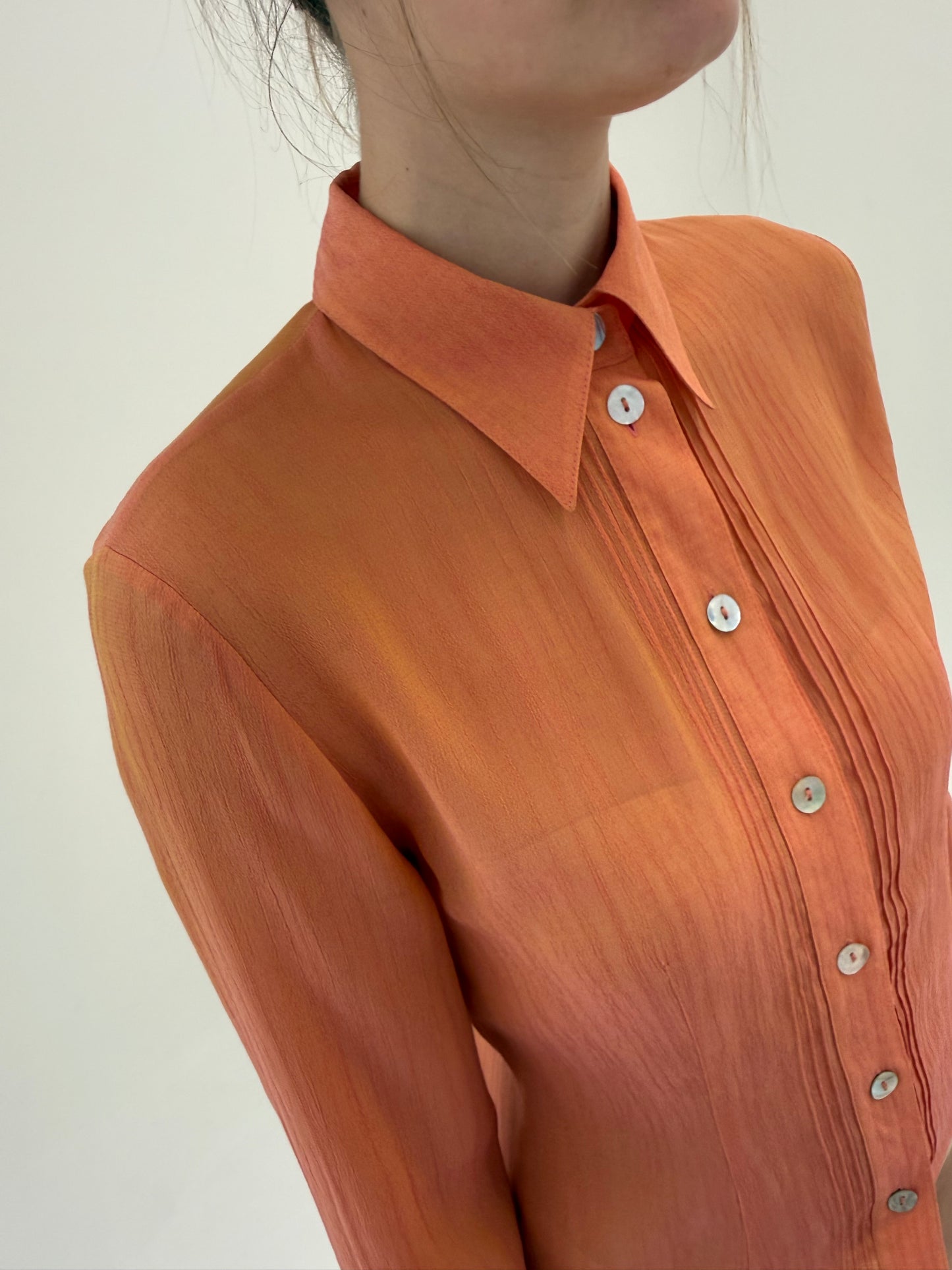 Cămașa vintage din mătase naturală dusty orange