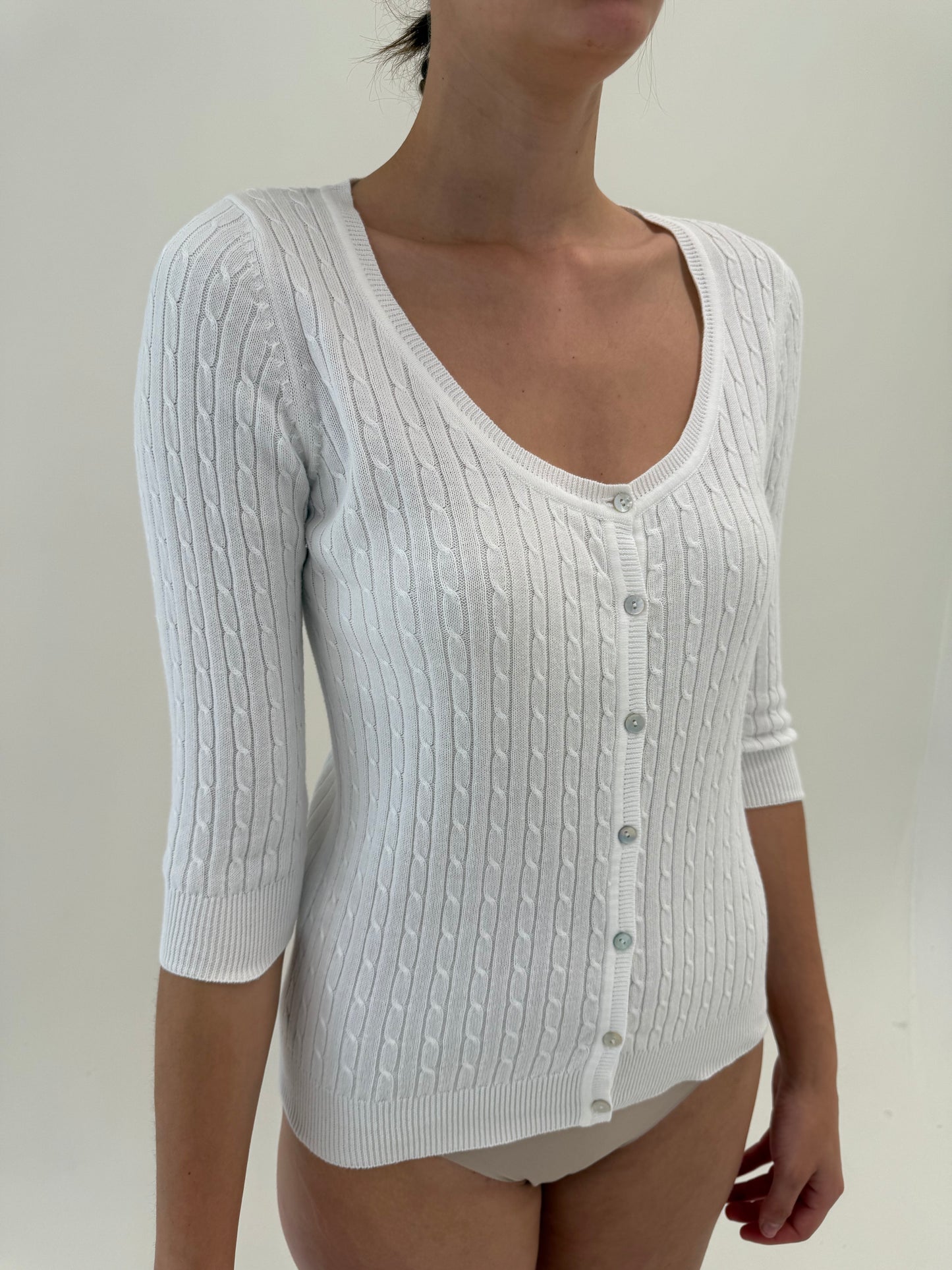 Cardigan din bumbac premium subțire de vară cu torsade