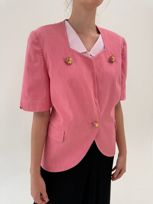 Sacou vintage italian de designer cu nasturi bijterie metalici aurii cu cristale