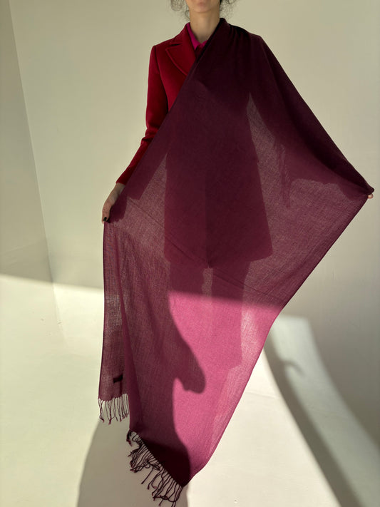 Shawl plum violet din cașmir și lana extrafina