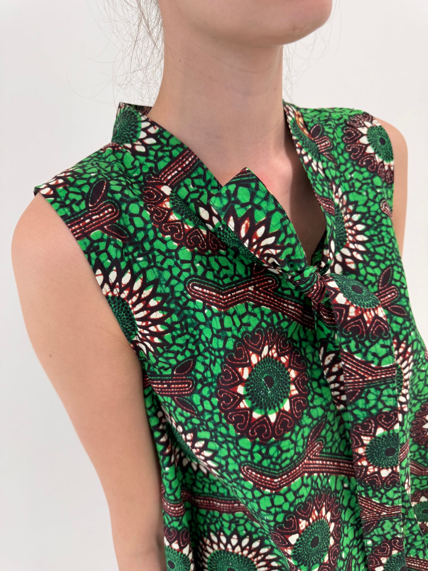Rochie vintage din pânză de bumbac cu imprimeu manual in croi de ani 60