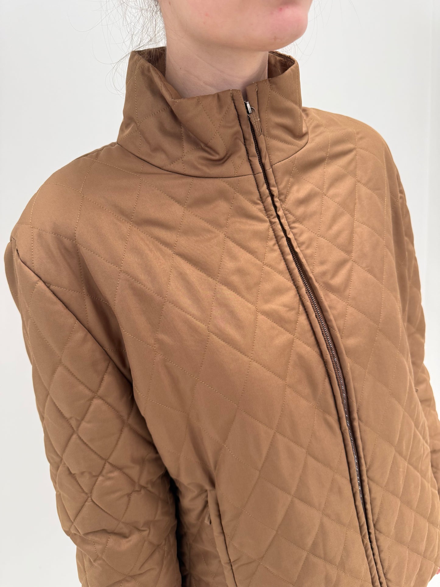 Geacă Burberry matlasata camel subțire de primăvară tall