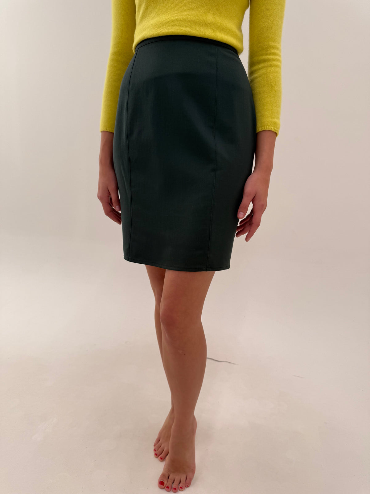 Fustă vintage luxury Les Copains cu talie ultra înaltă din stofă modelatoare de lana